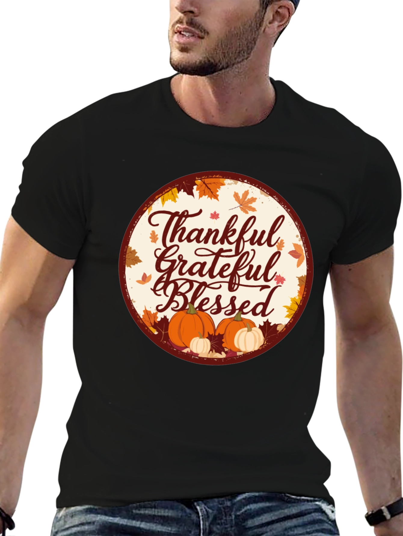 Thankful Grateful Blessed Fall Graphic Tee