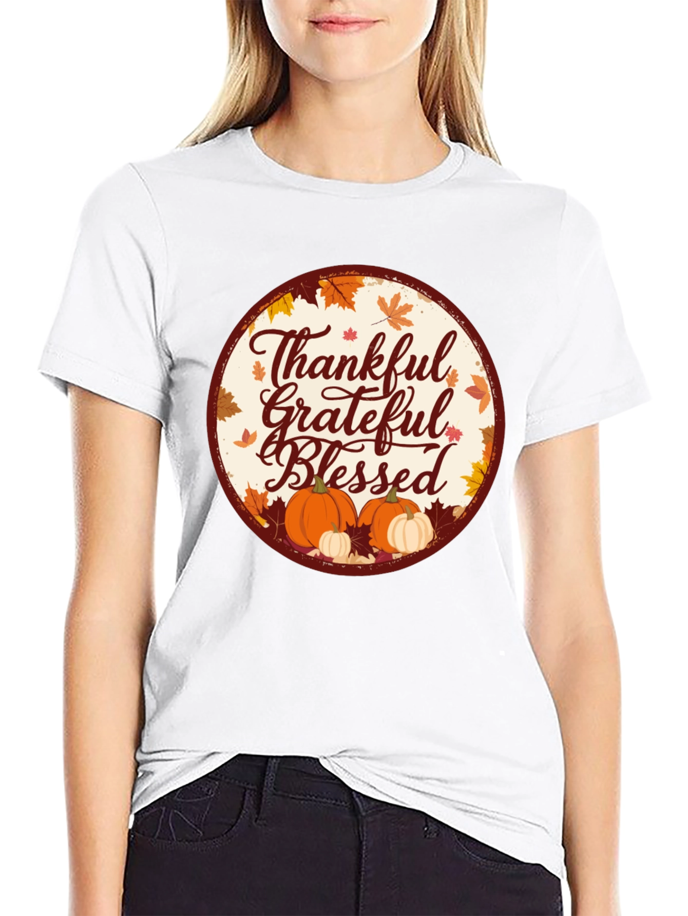 Thankful Grateful Blessed Fall Graphic Tee