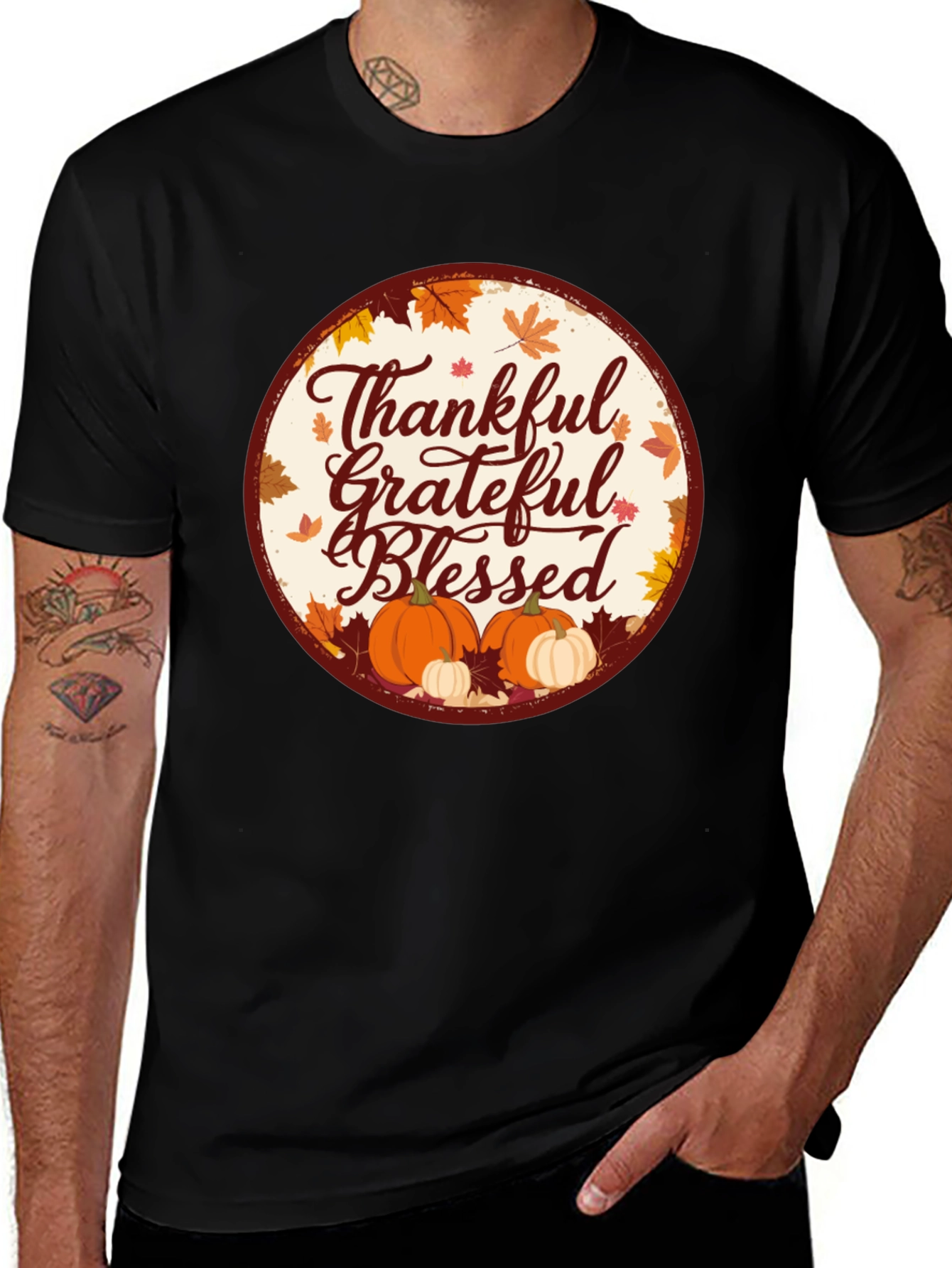 Thankful Grateful Blessed Fall Graphic Tee