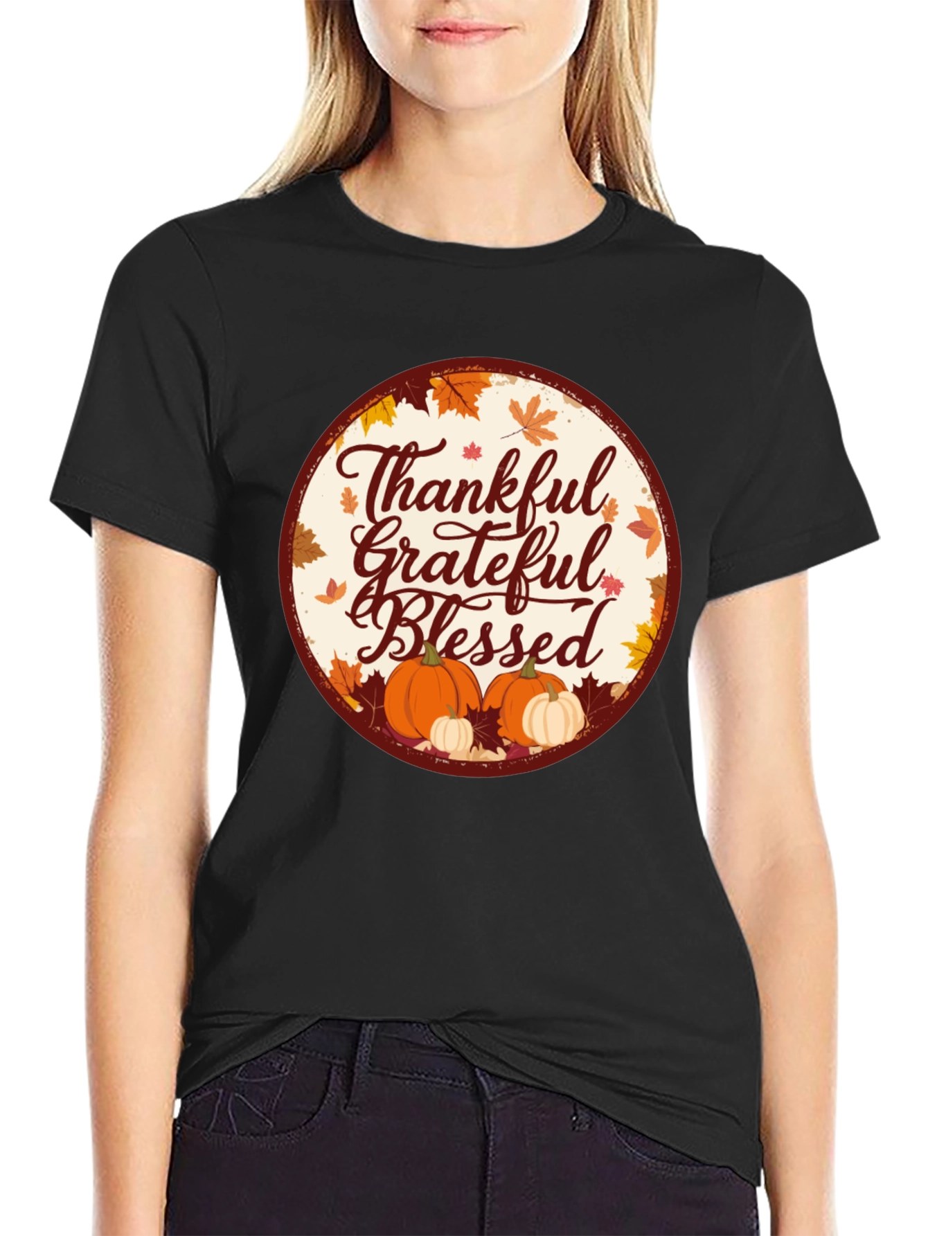 Thankful Grateful Blessed Fall Graphic Tee