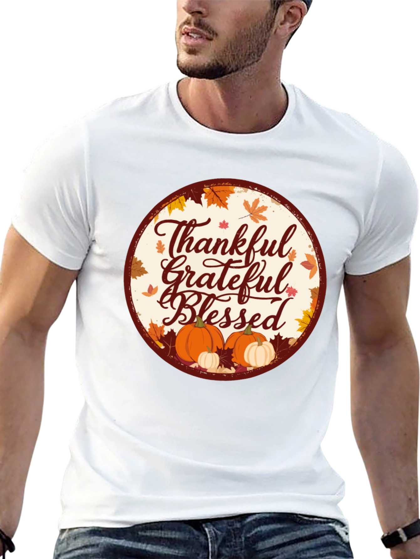 Thankful Grateful Blessed Fall Graphic Tee