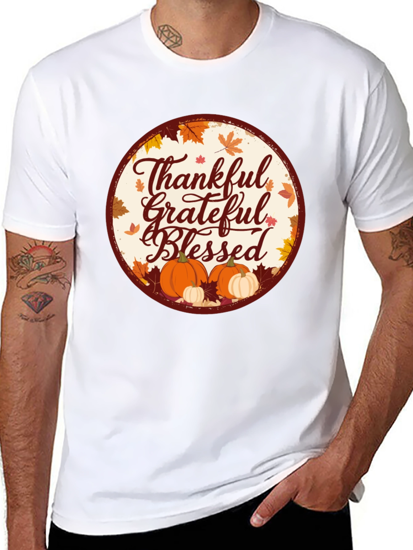 Thankful Grateful Blessed Fall Graphic Tee