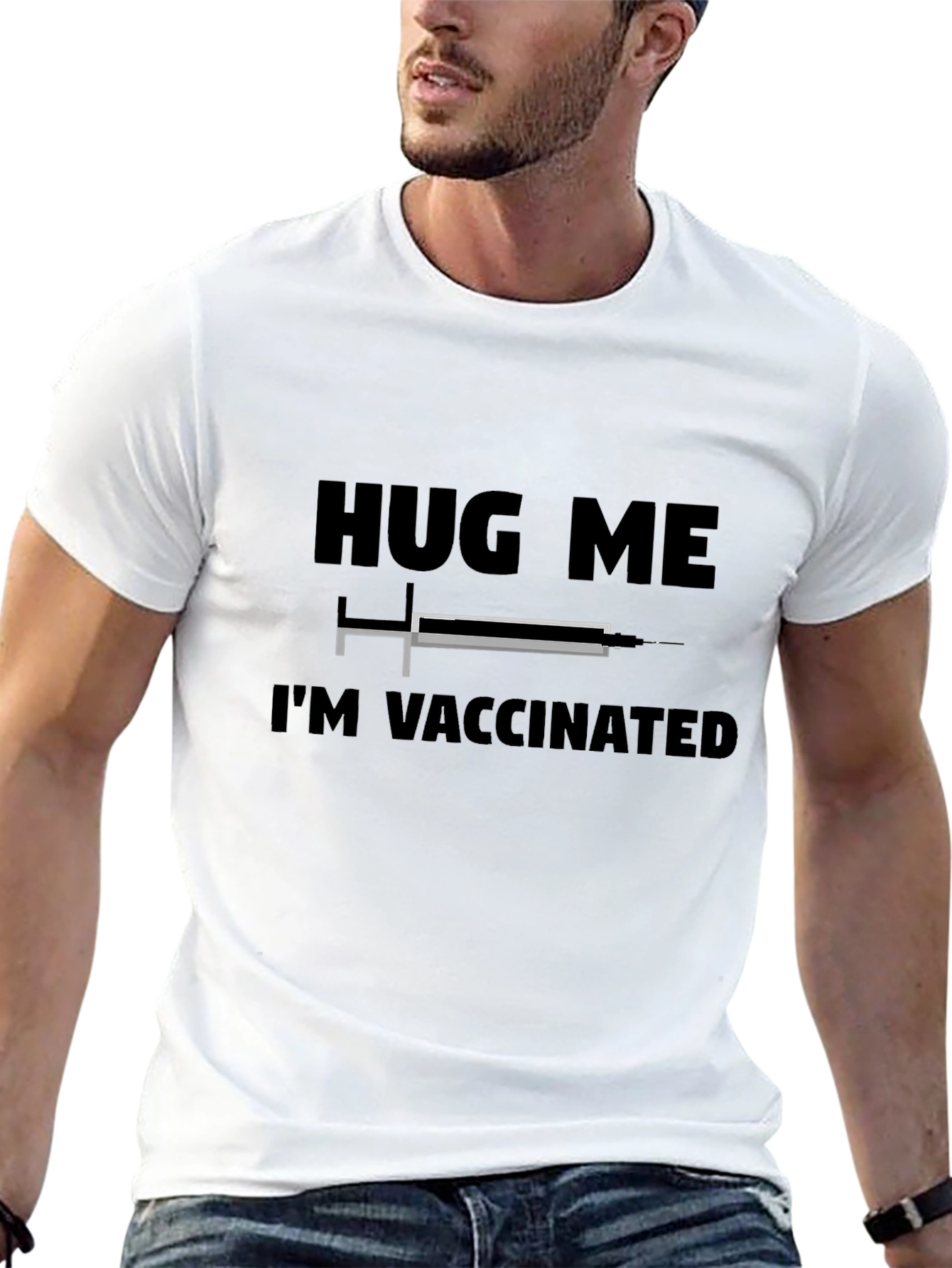 Hug Me Im Vaccinated Graphic T-Shirt
