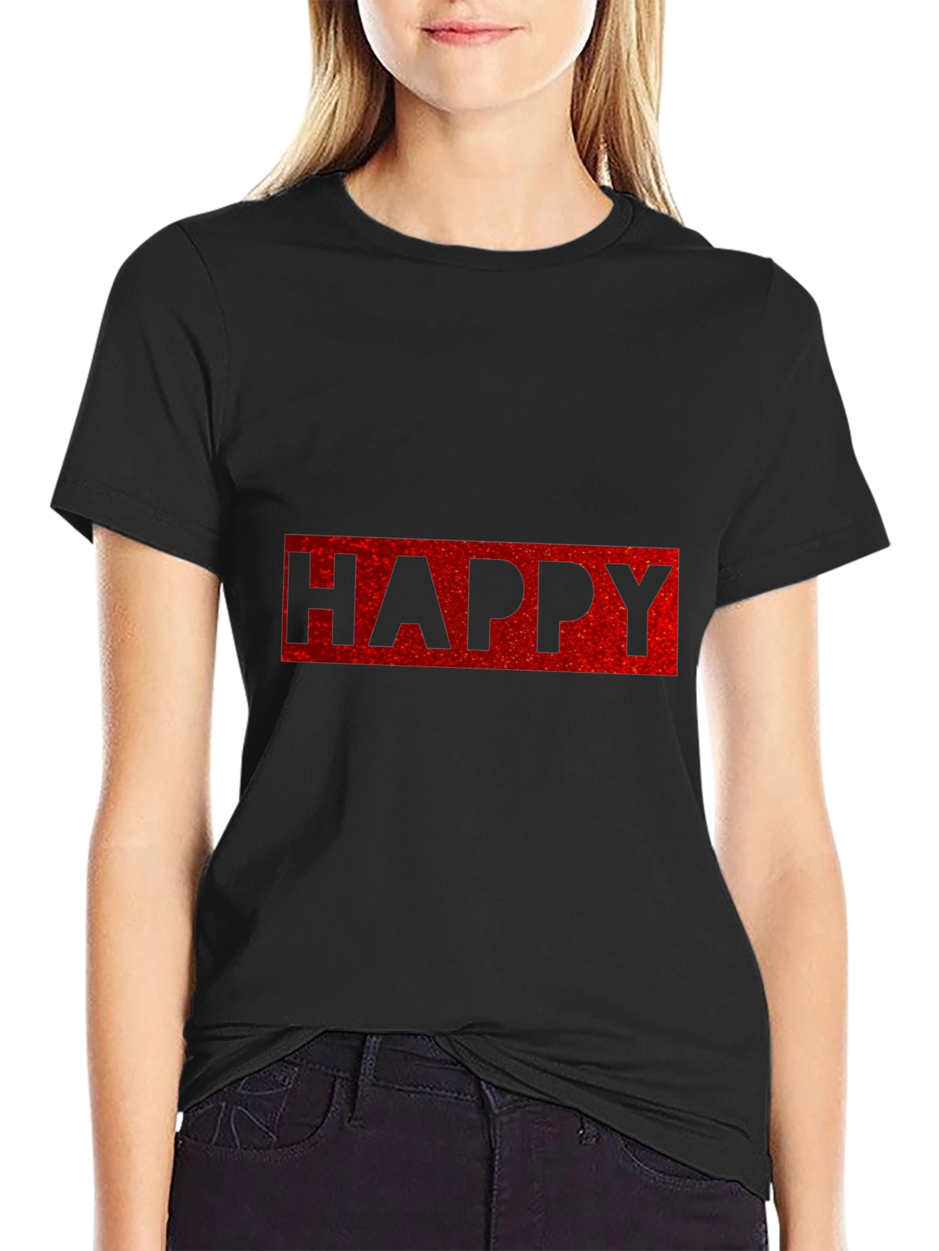 Happy Graphic Tee - Casual Cotton Blend T-Shirt