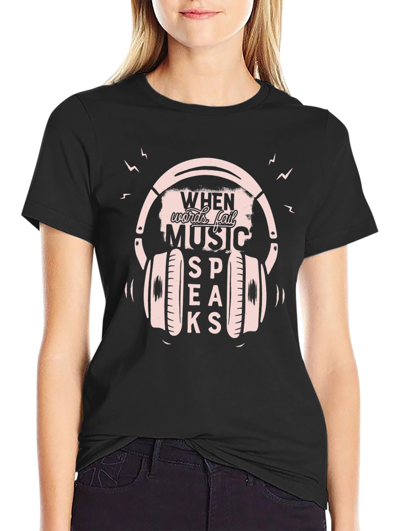 Music Speaks Graphic T-Shirt - Black