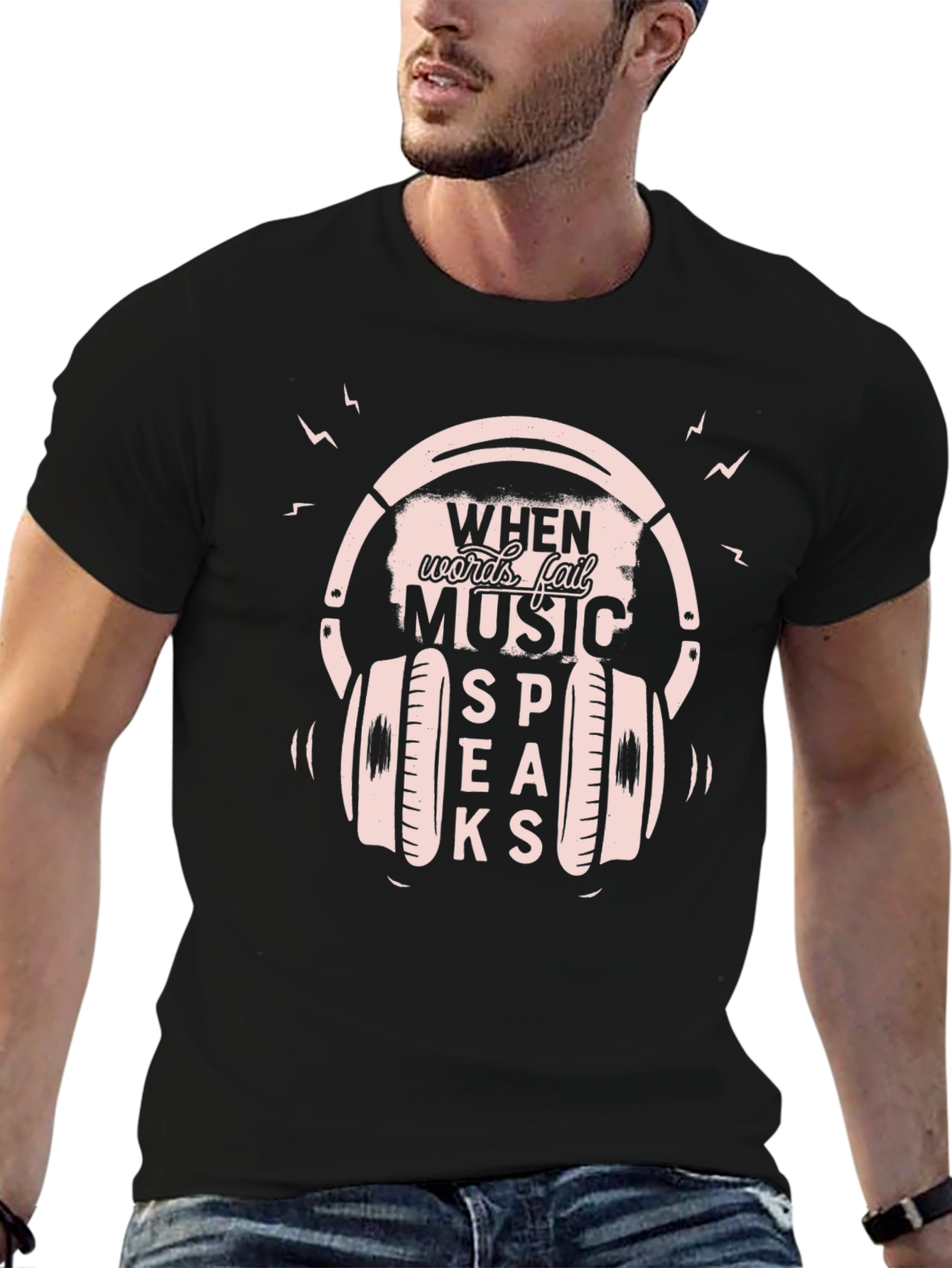 Music Speaks Graphic T-Shirt - Black