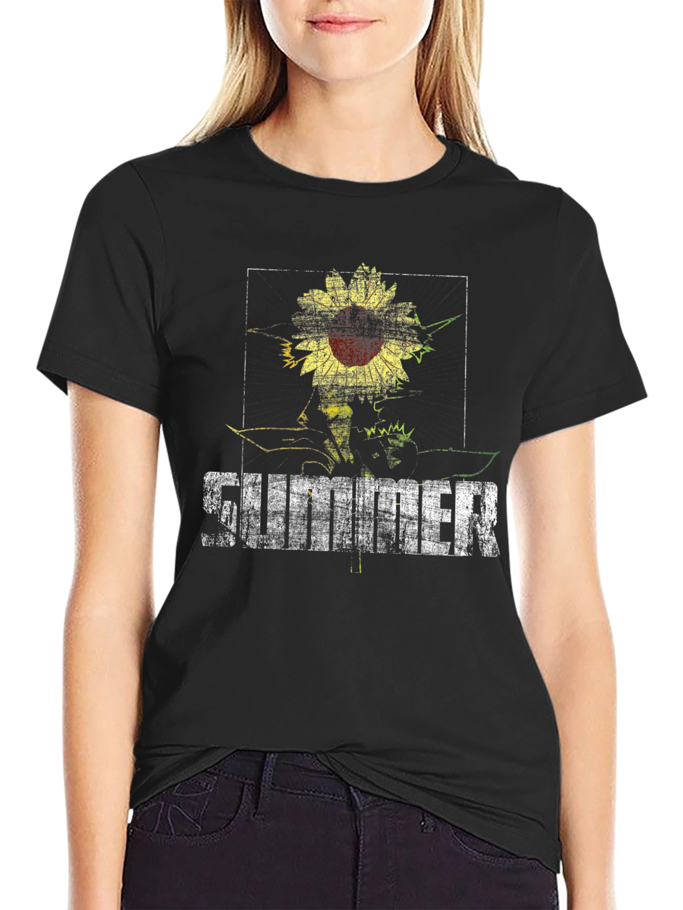 Sunflower Summer Graphic Tee - Black