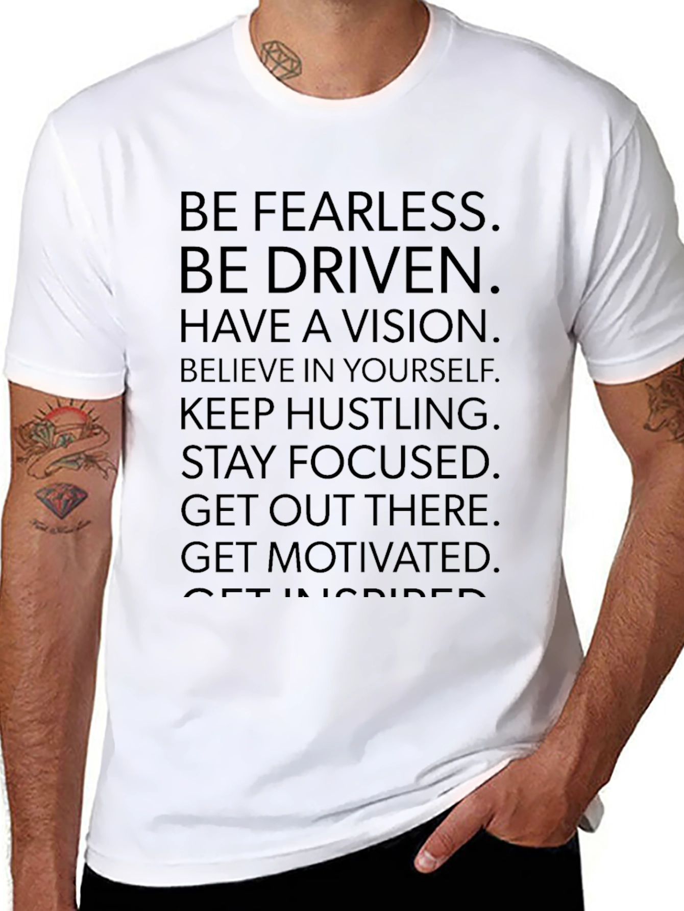 Motivational Graphic Print Tee - Be Fearless Be Driven