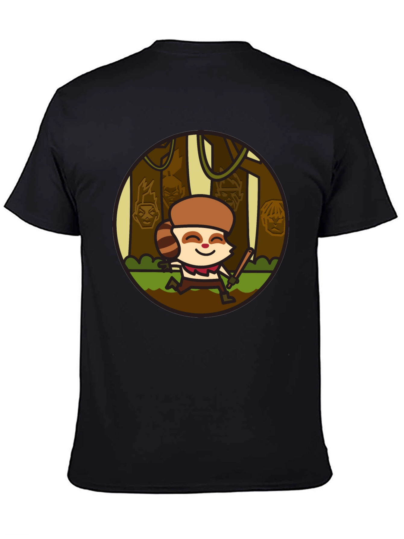 Funny Raccoon Cartoon Graphic Black T-Shirt