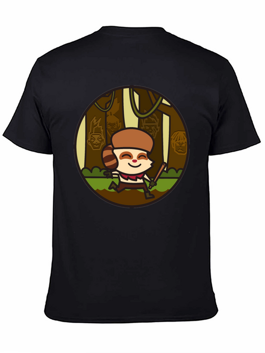 Funny Raccoon Cartoon Graphic Black T-Shirt