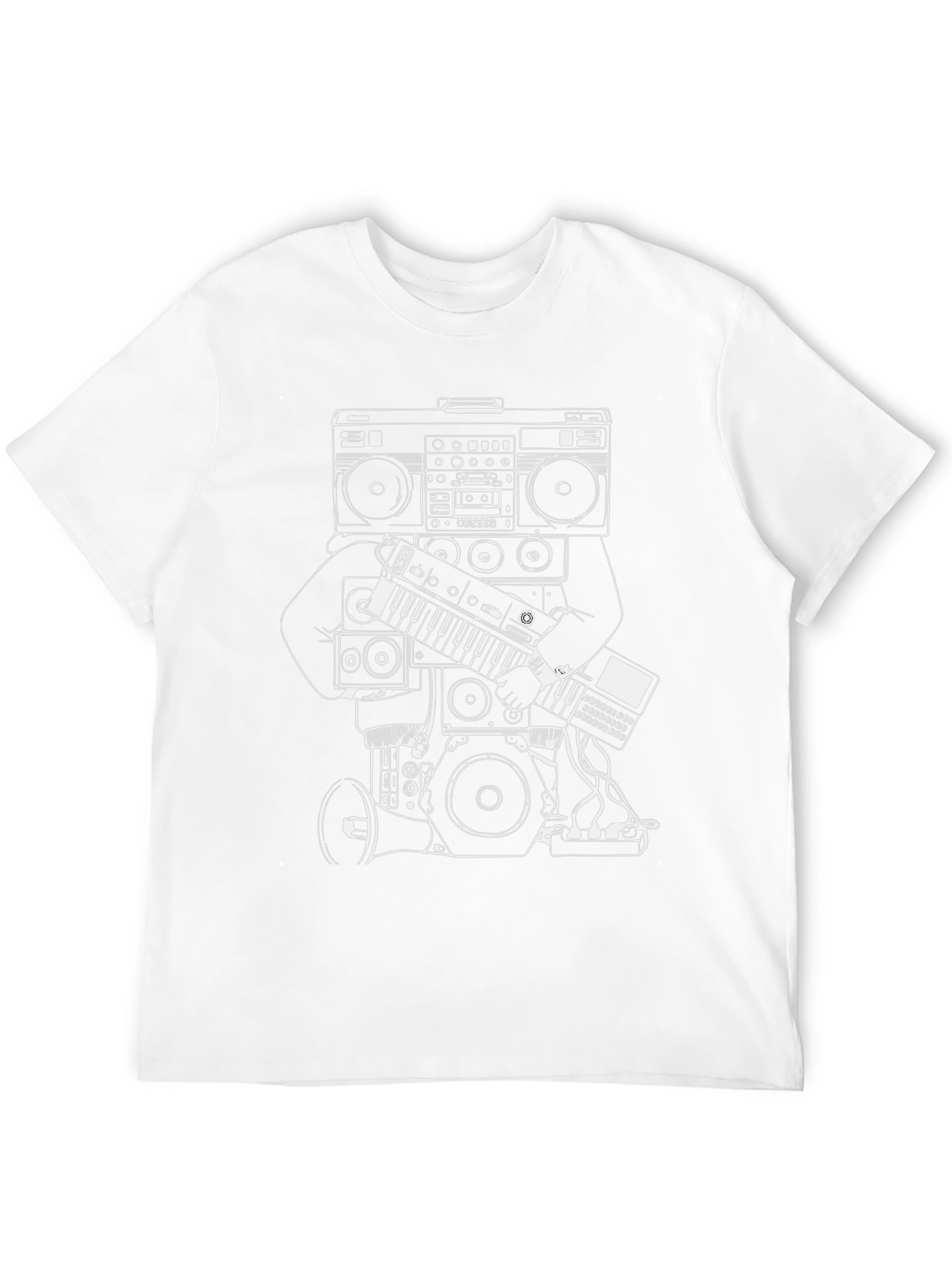 Cool Graphic Tee - Boombox & Keyboard Design