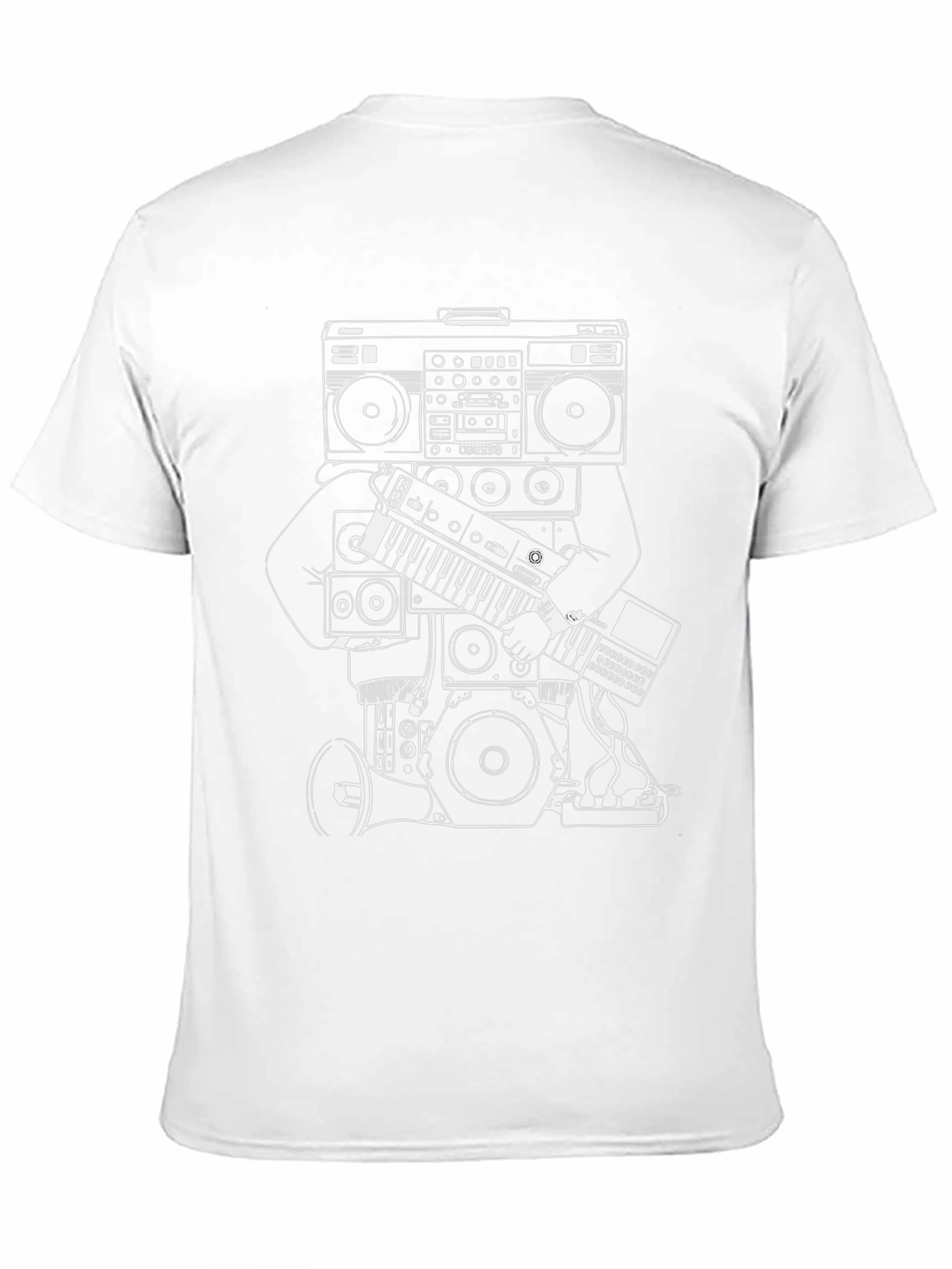 Cool Graphic Tee - Boombox & Keyboard Design