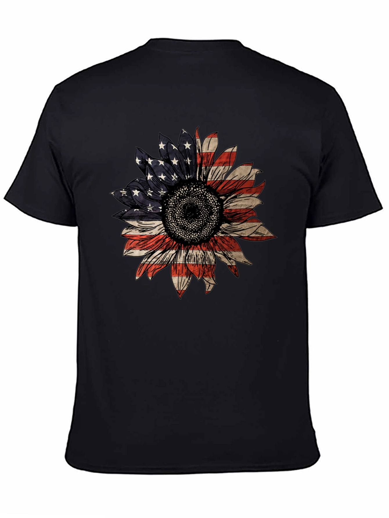 American Flag Sunflower Graphic T-Shirt