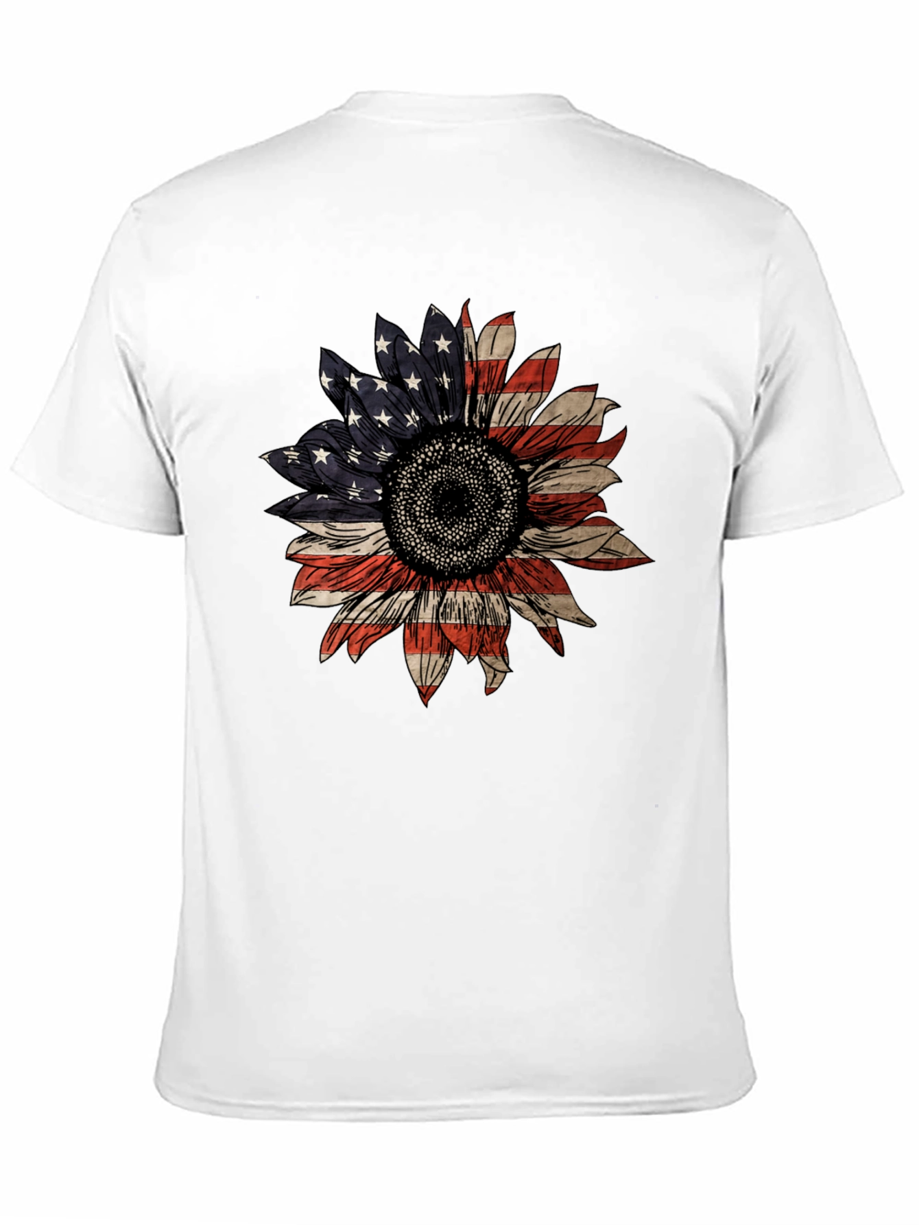 American Flag Sunflower Graphic T-Shirt