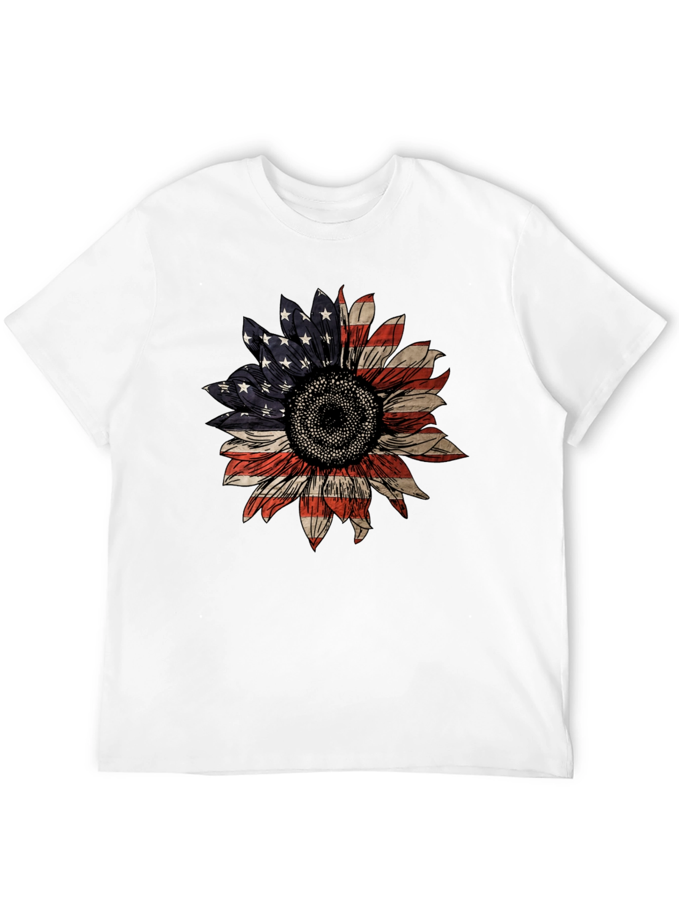 American Flag Sunflower Graphic T-Shirt