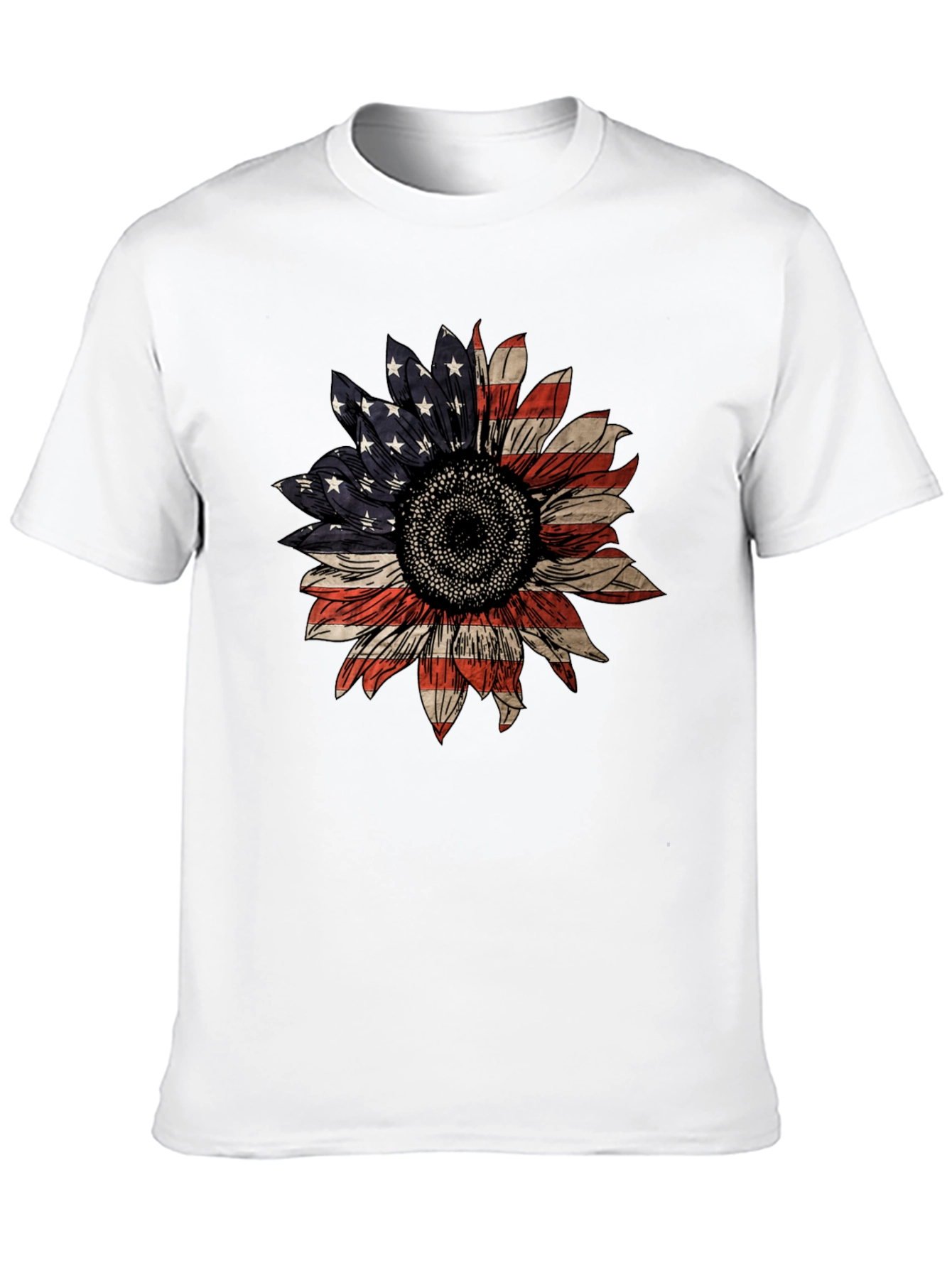 American Flag Sunflower Graphic T-Shirt