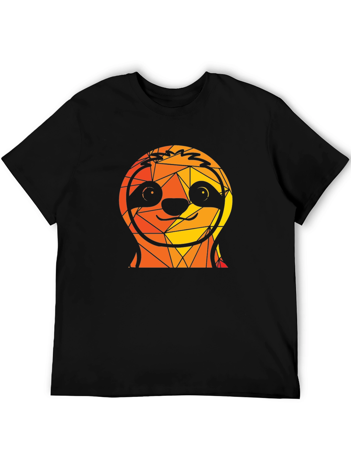 Geometric Sloth Graphic Black T-Shirt
