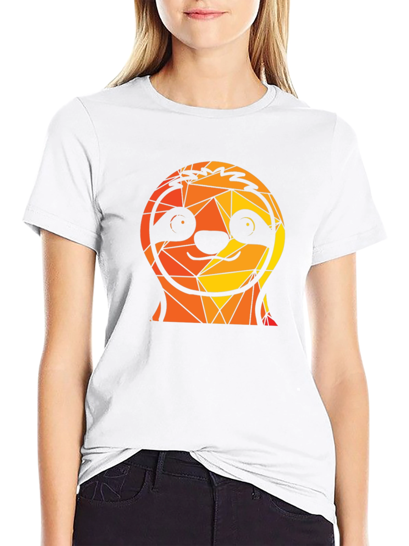Geometric Sloth Graphic Black T-Shirt