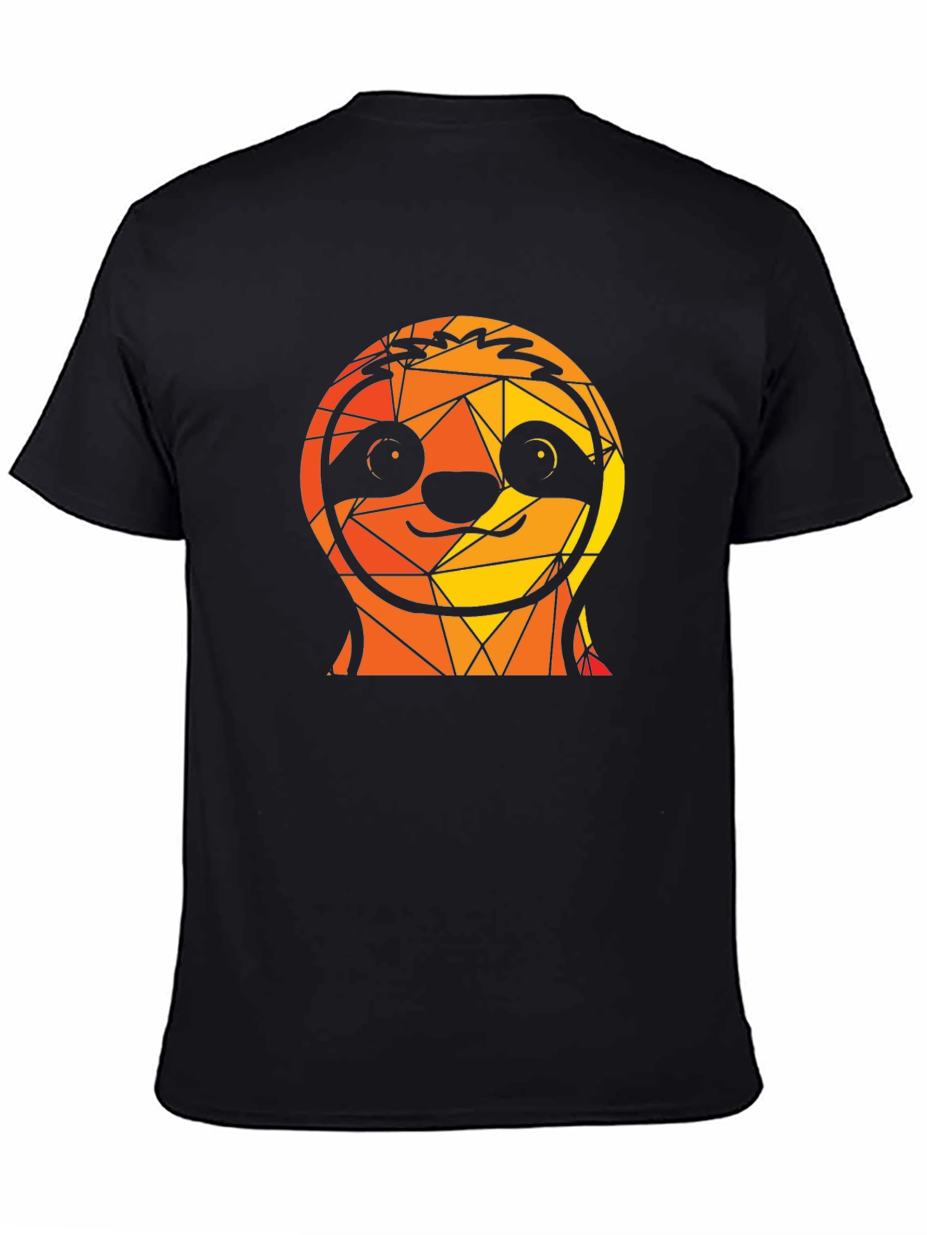 Geometric Sloth Graphic Black T-Shirt