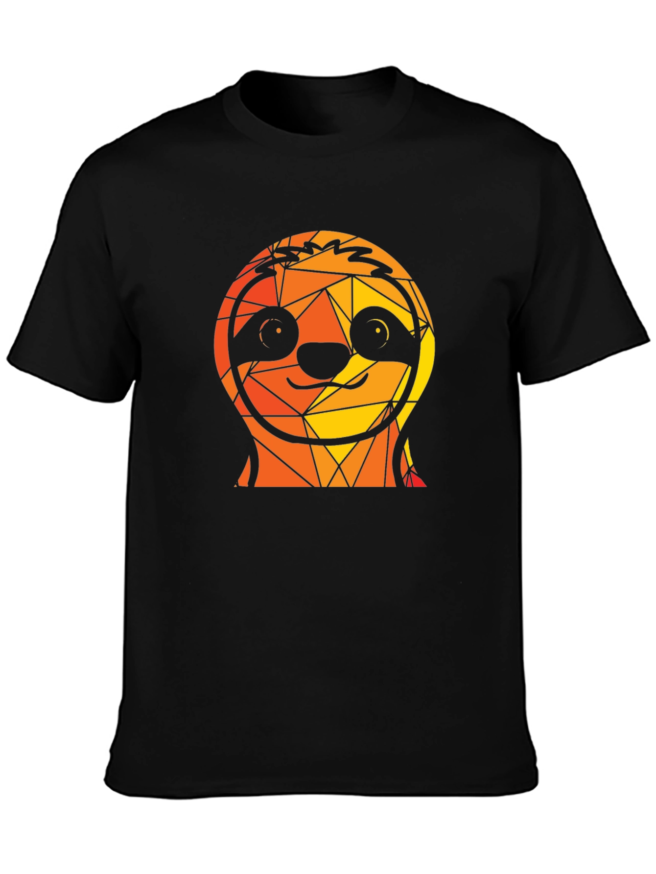 Geometric Sloth Graphic Black T-Shirt