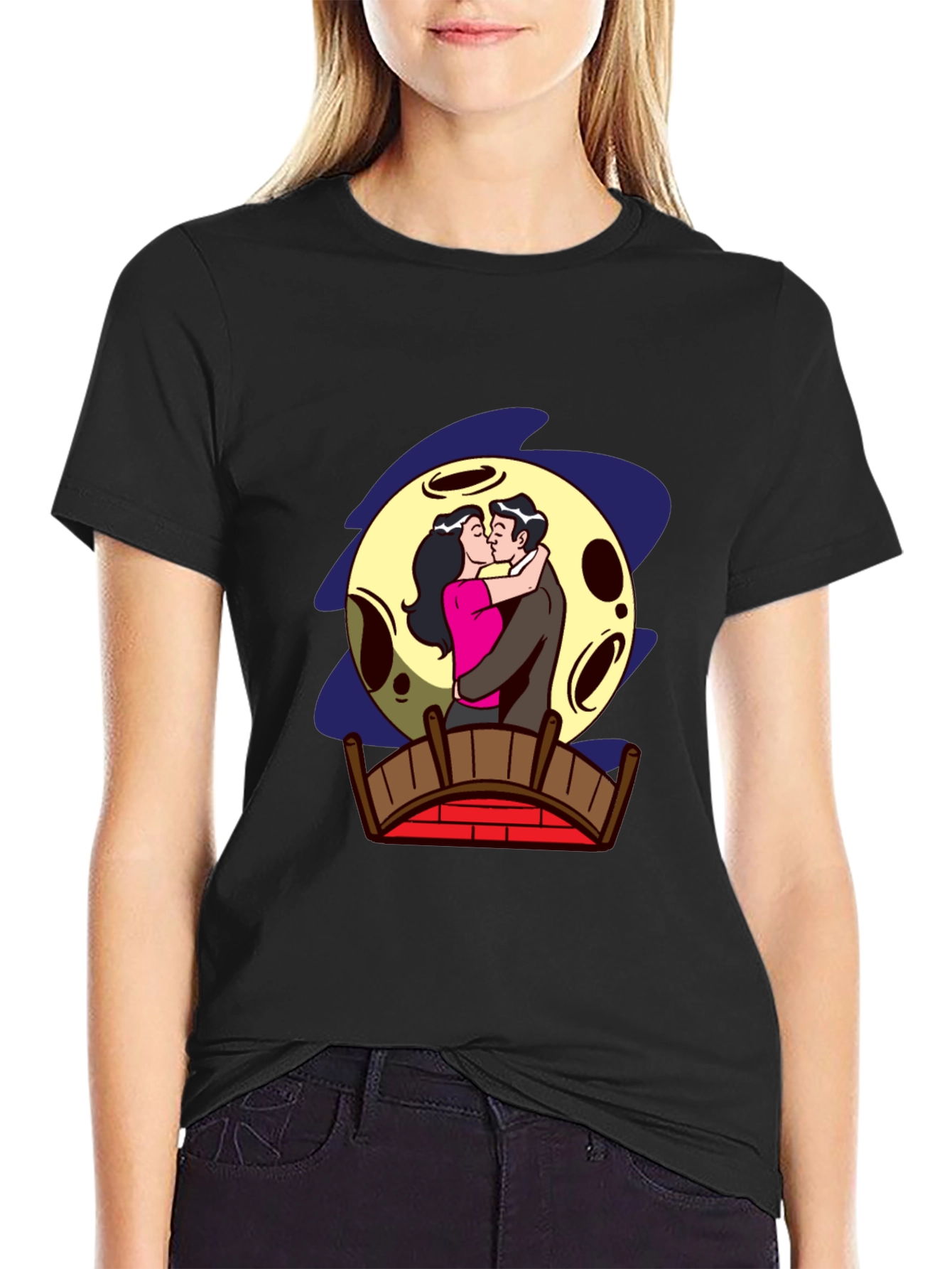 Romantic Moonlit Kiss Graphic Tee