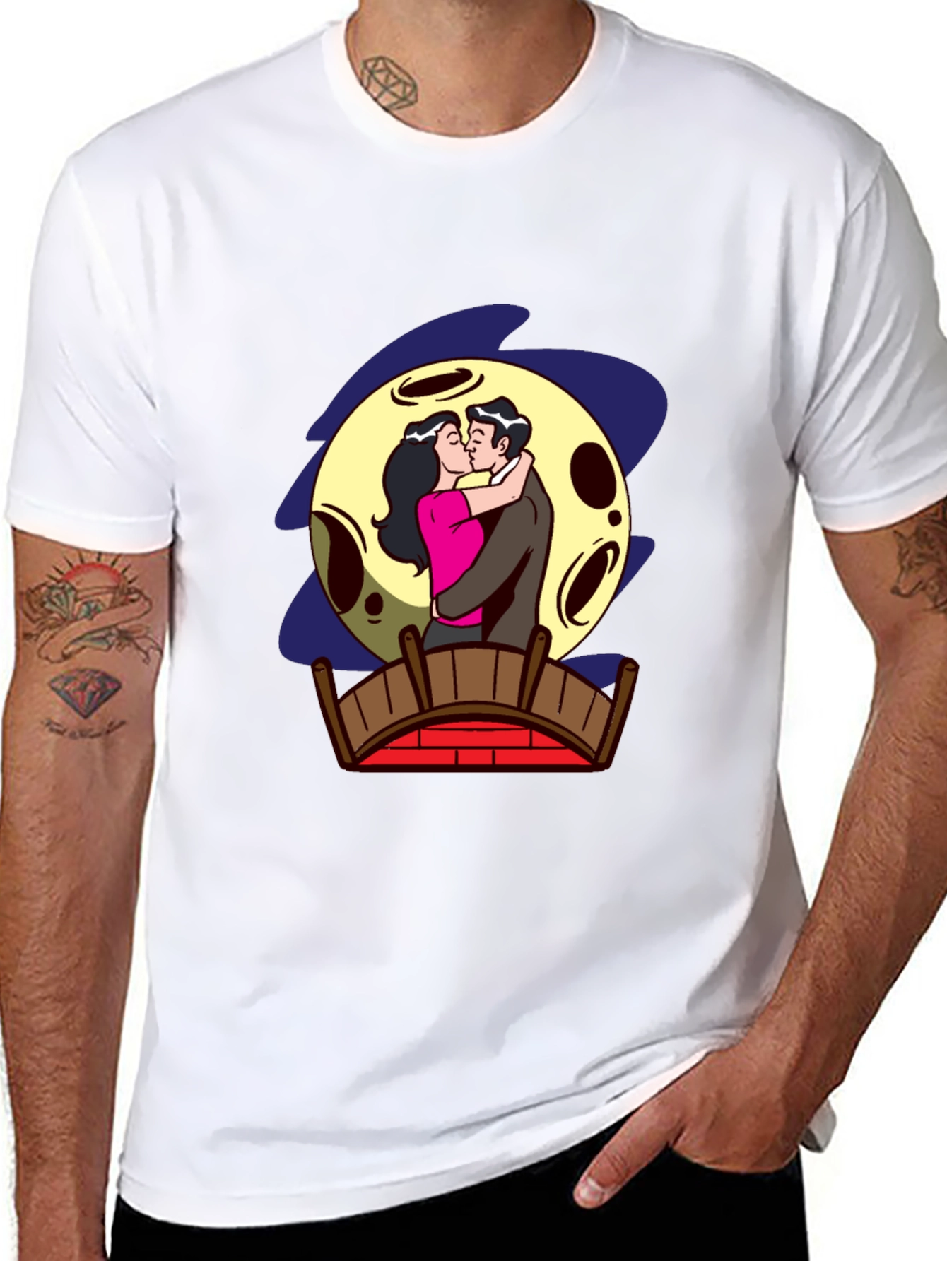 Romantic Moonlit Kiss Graphic Tee