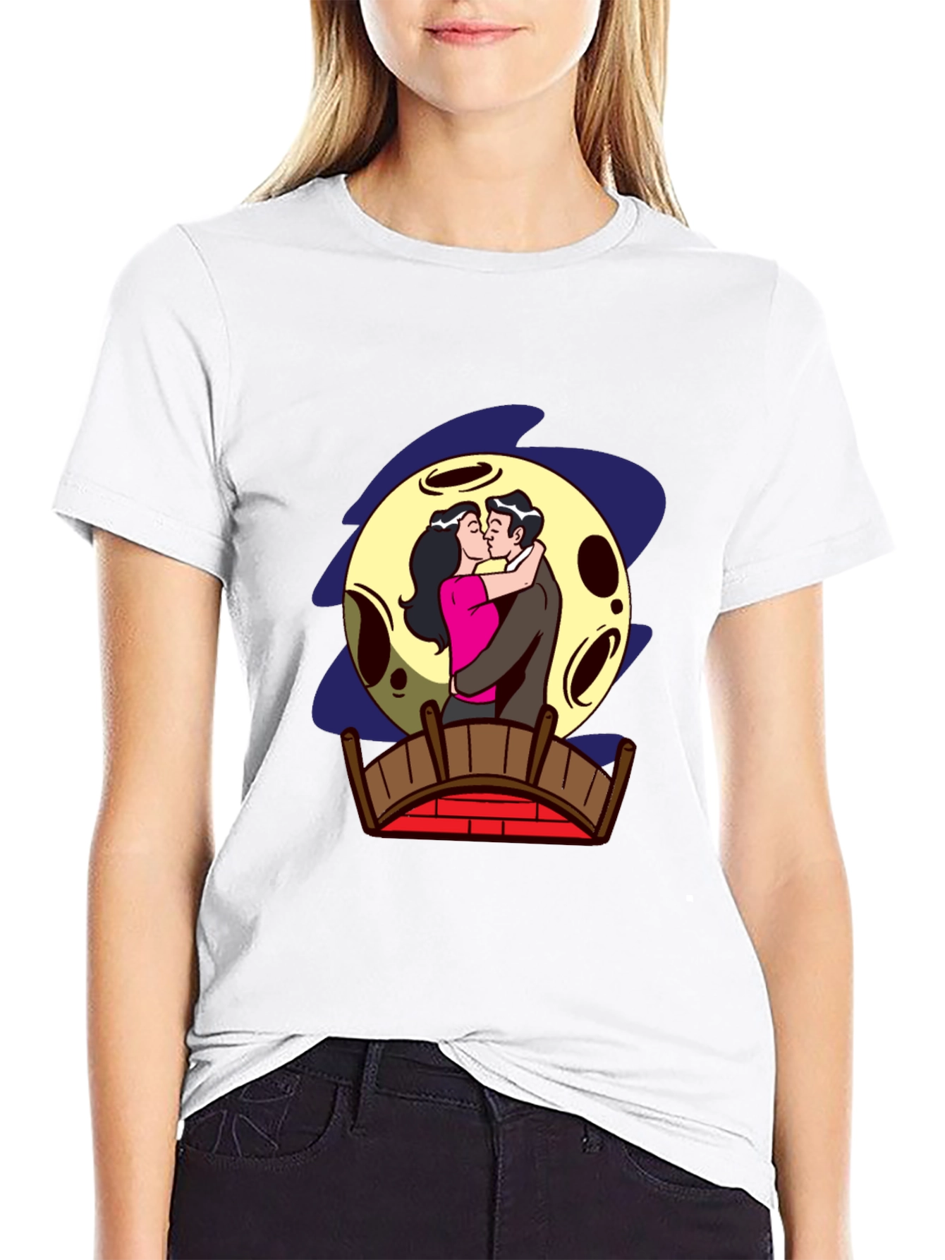 Romantic Moonlit Kiss Graphic Tee