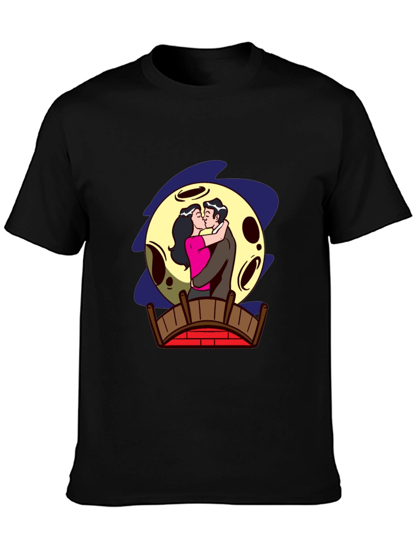 Romantic Moonlit Kiss Graphic Tee