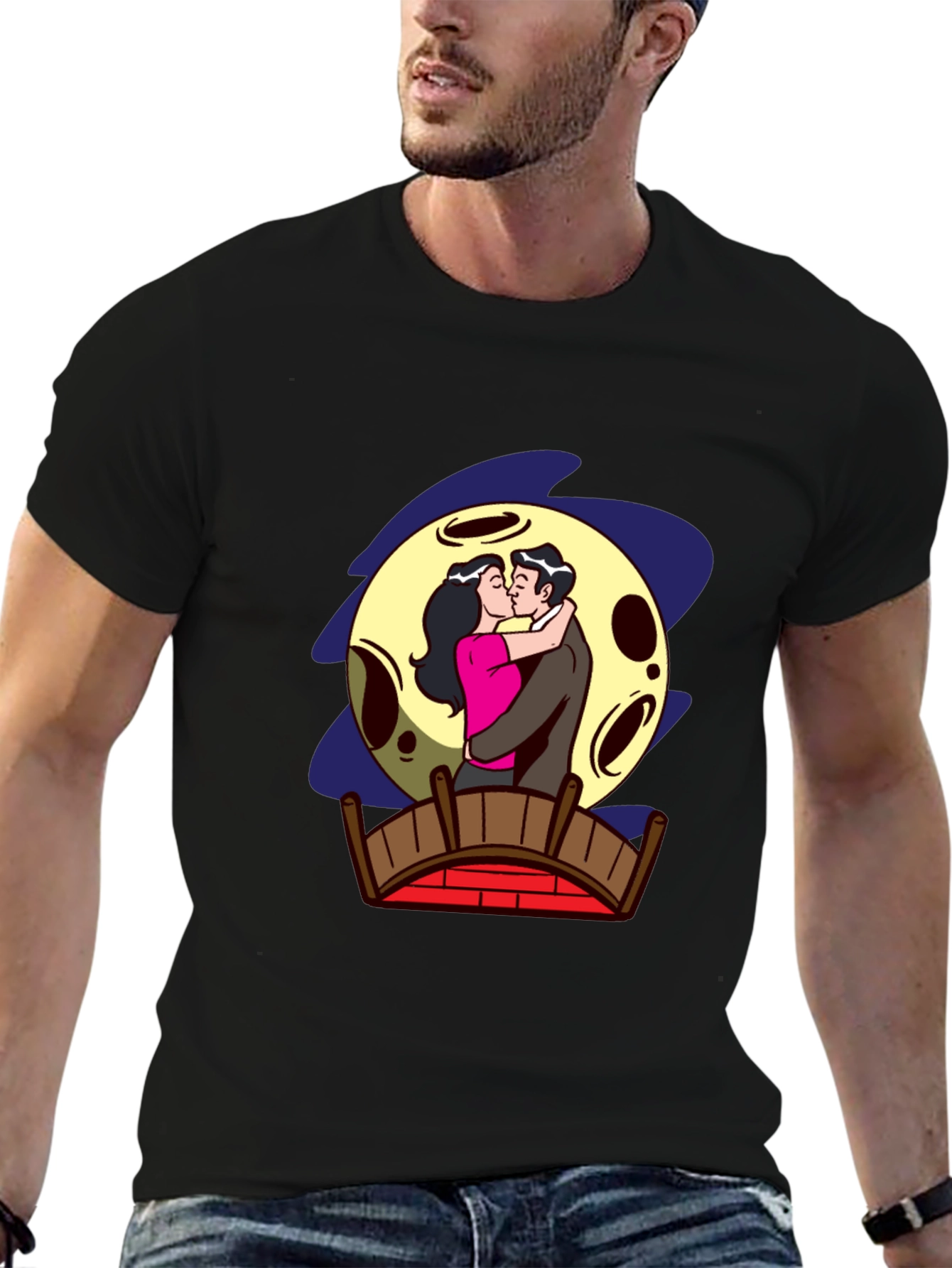 Romantic Moonlit Kiss Graphic Tee