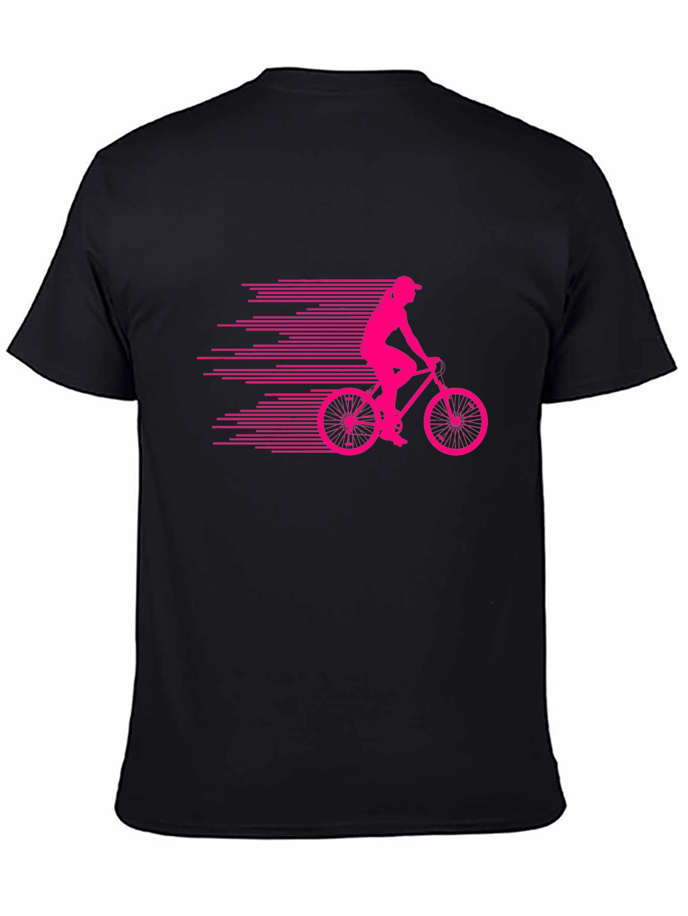 Black T-Shirt with Cyclist Graphic