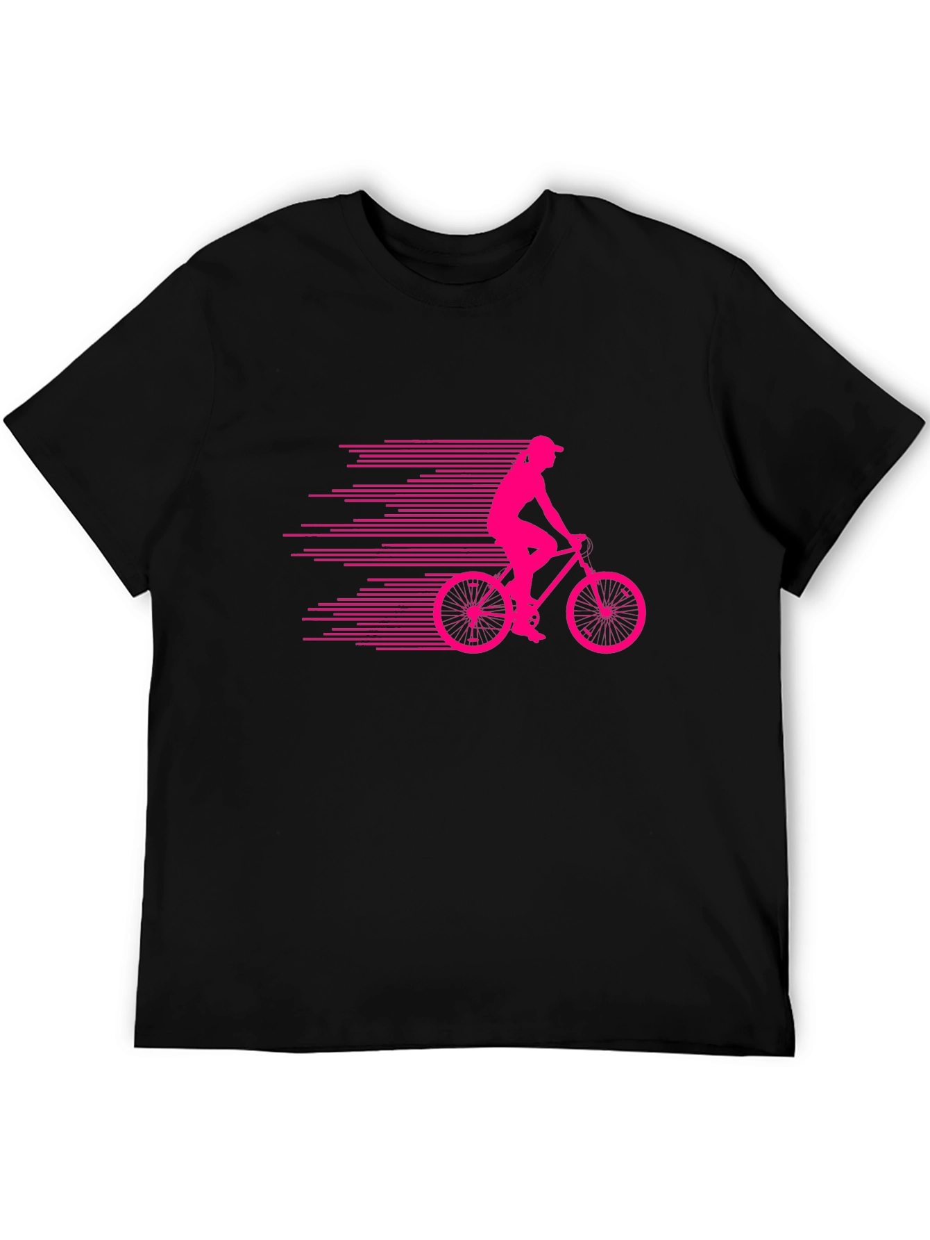 Black T-Shirt with Cyclist Graphic