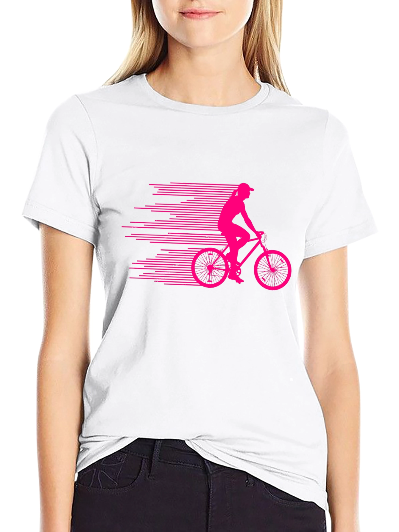 Black T-Shirt with Cyclist Graphic