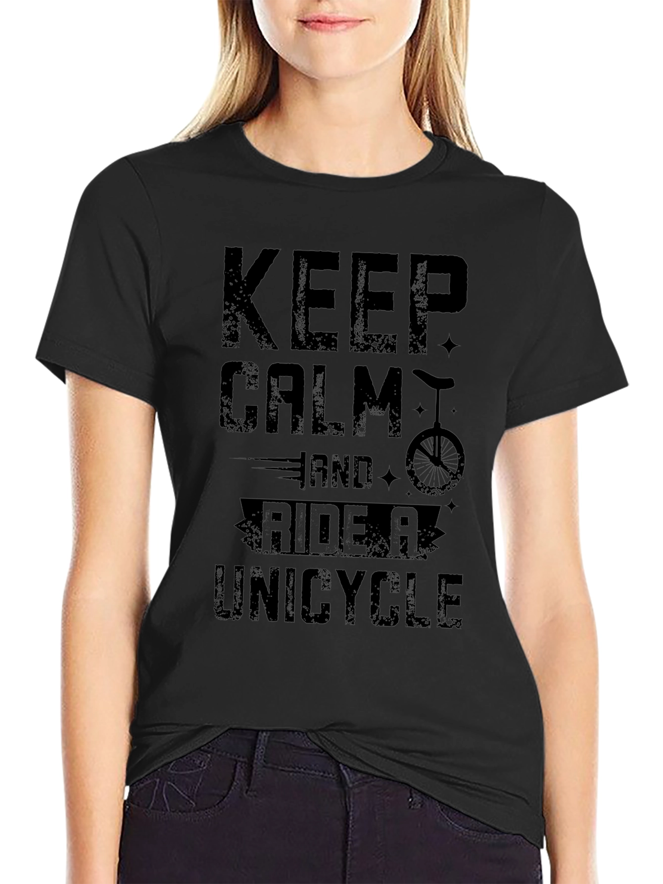 Keep Calm and Ride a Unicycle Mens Black T-Shirt