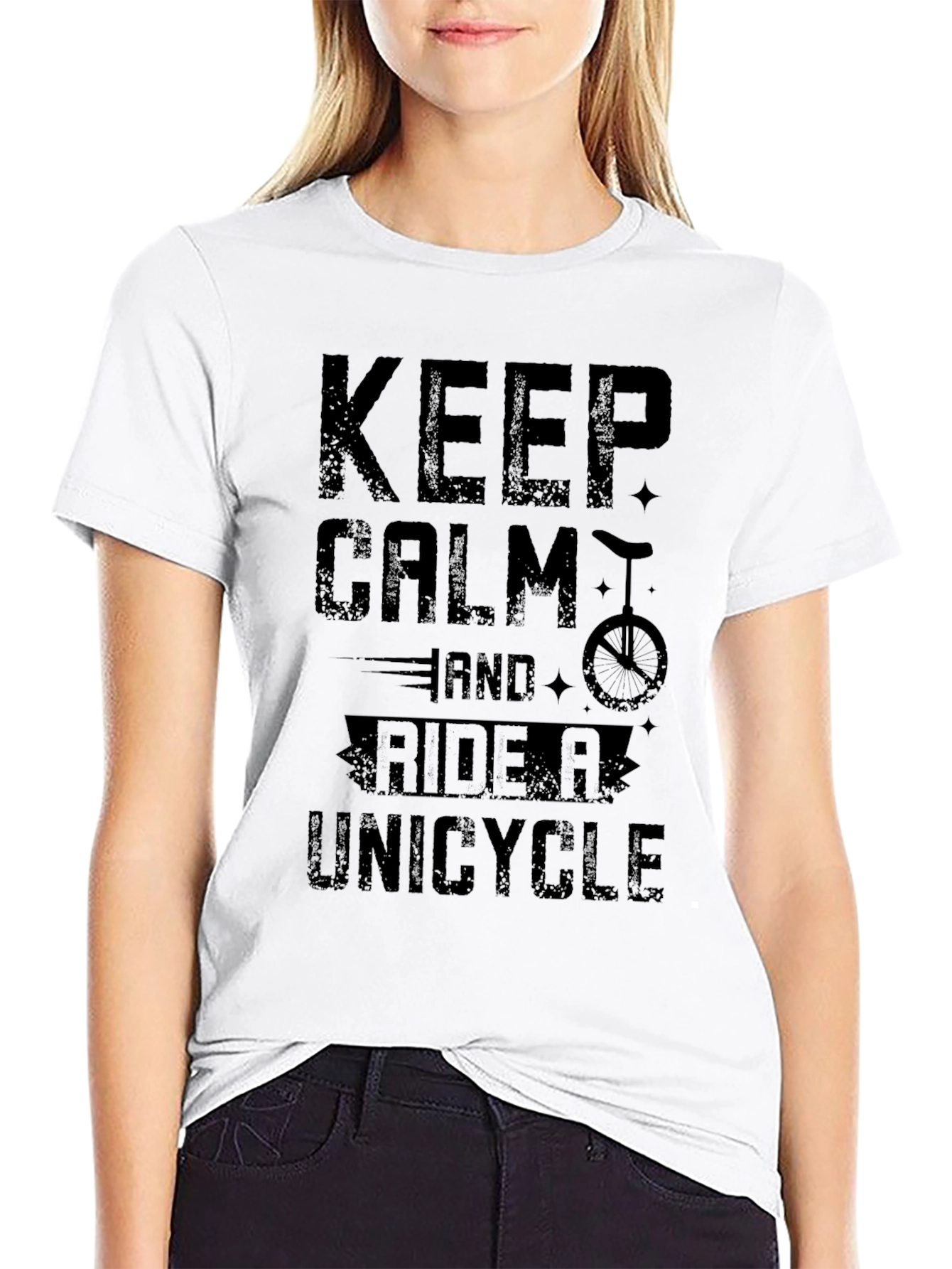 Keep Calm and Ride a Unicycle Mens Black T-Shirt
