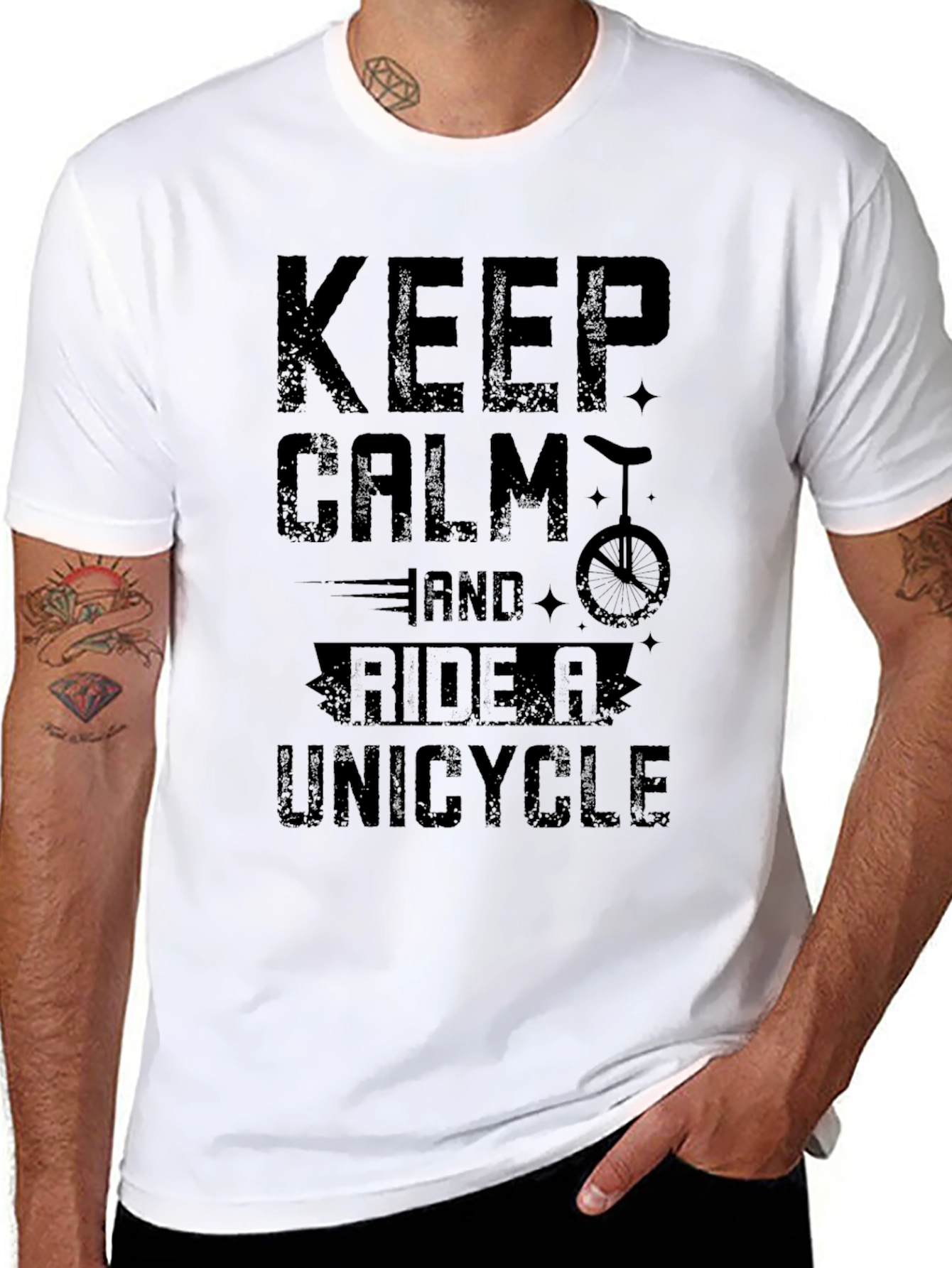 Keep Calm and Ride a Unicycle Mens Black T-Shirt