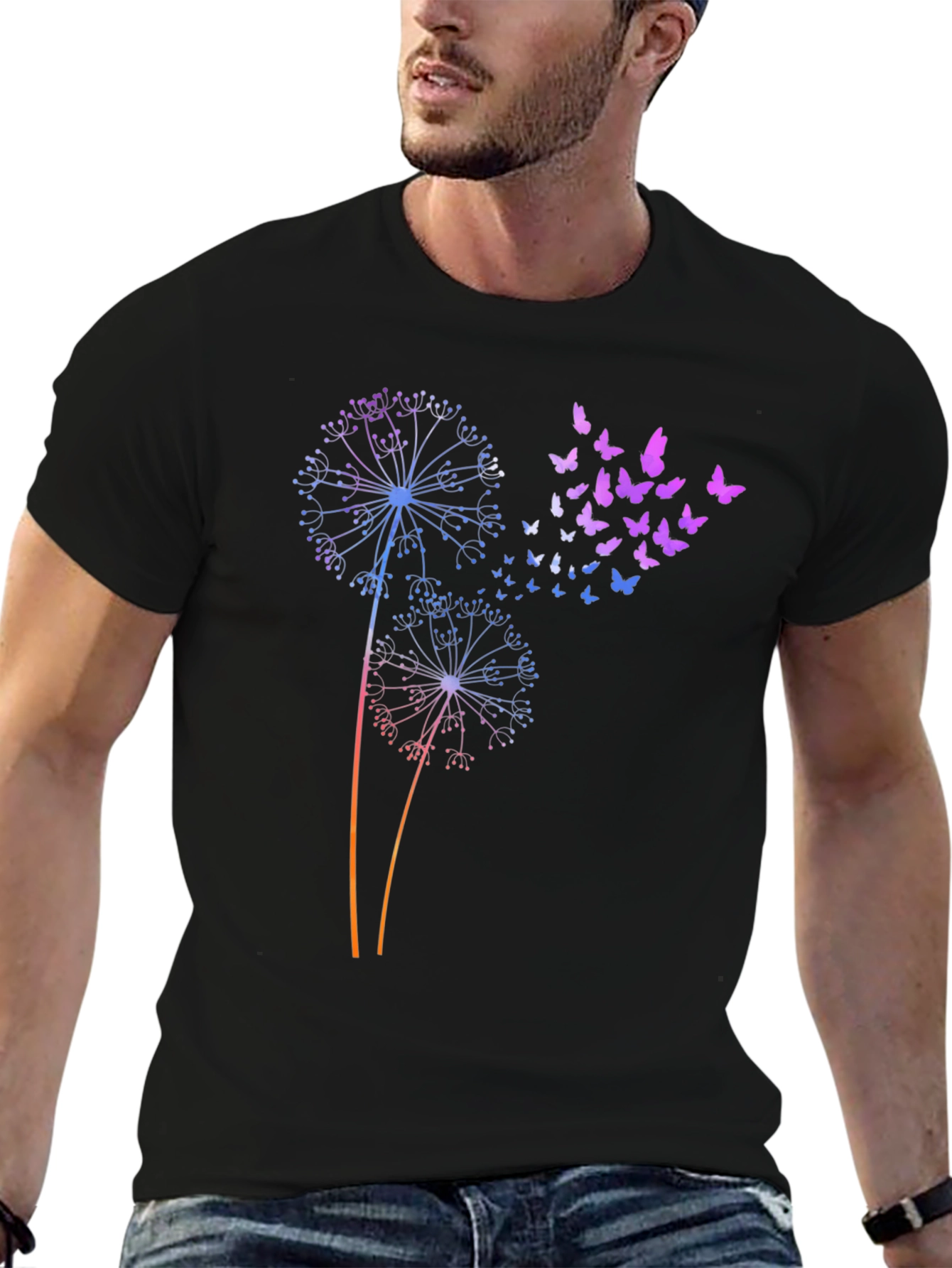 Dandelion Butterfly Graphic Print T-Shirt