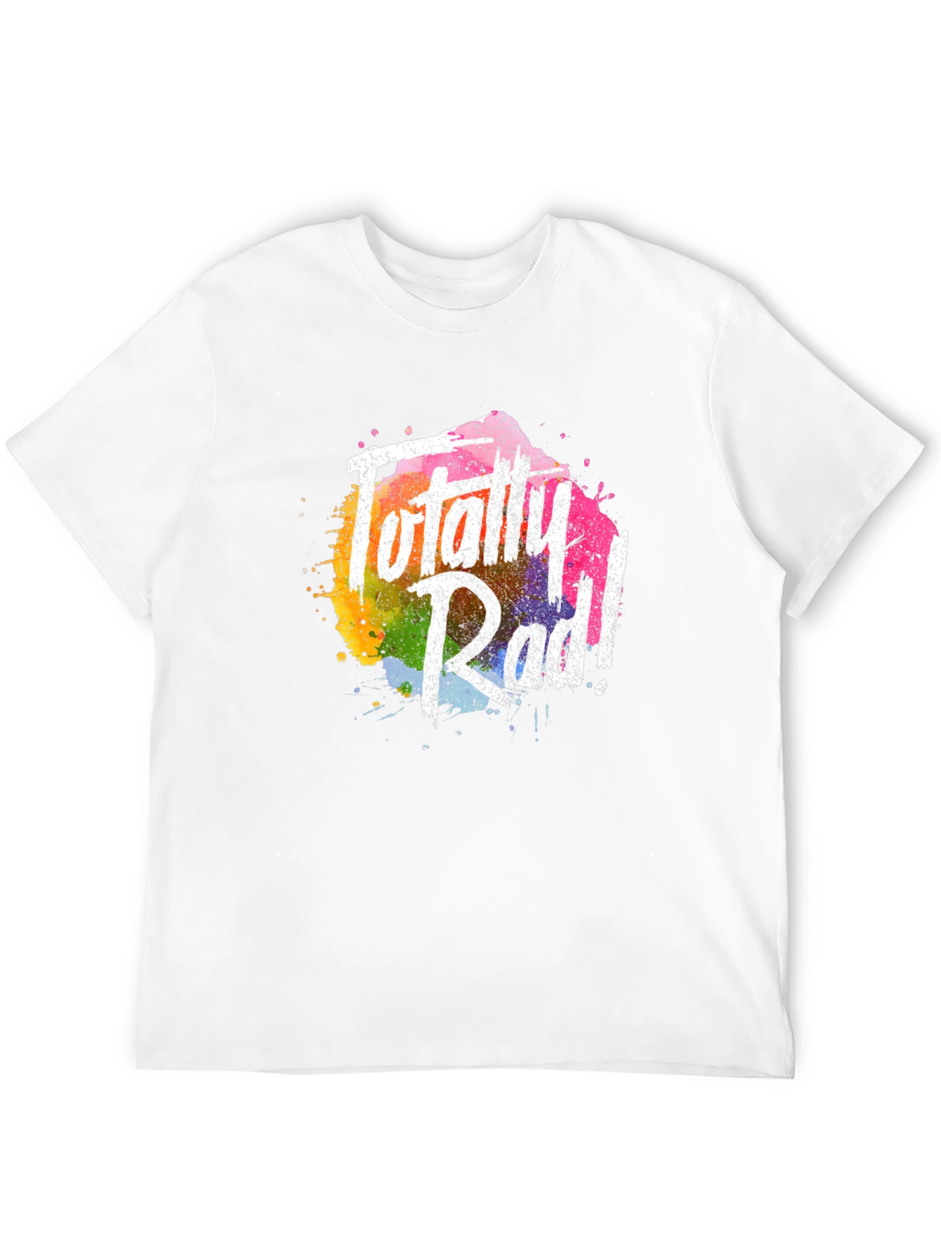 Totally Rad Graphic Tee - Vibrant Rainbow Splash Design