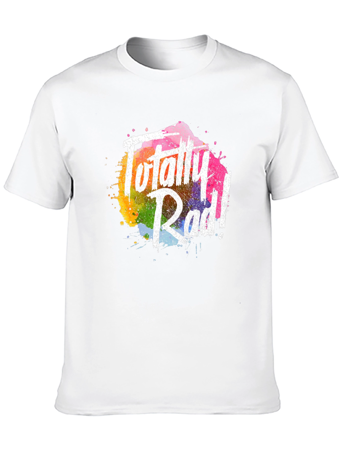 Totally Rad Graphic Tee - Vibrant Rainbow Splash Design