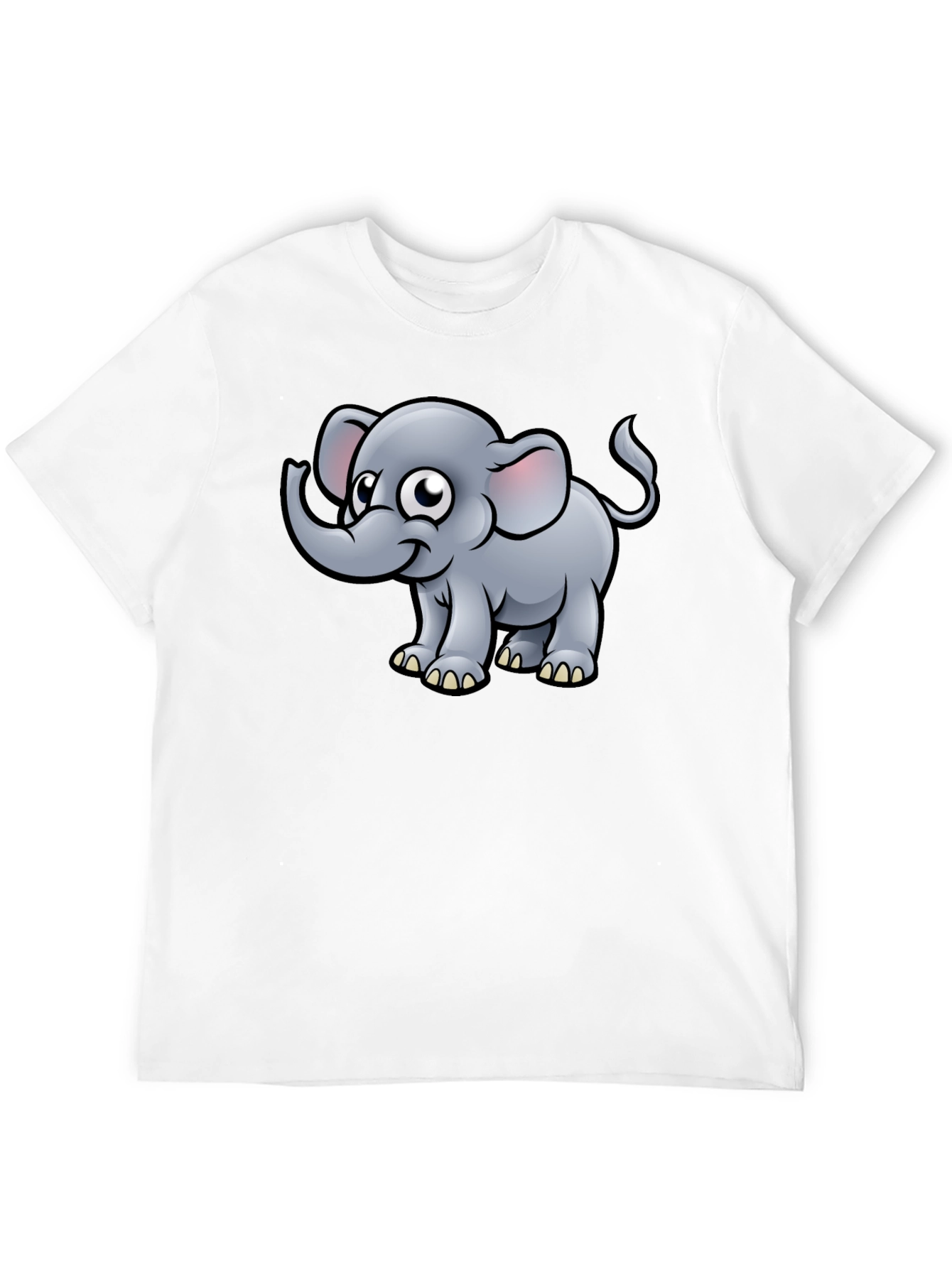 Cartoon Elephant Black T-Shirt