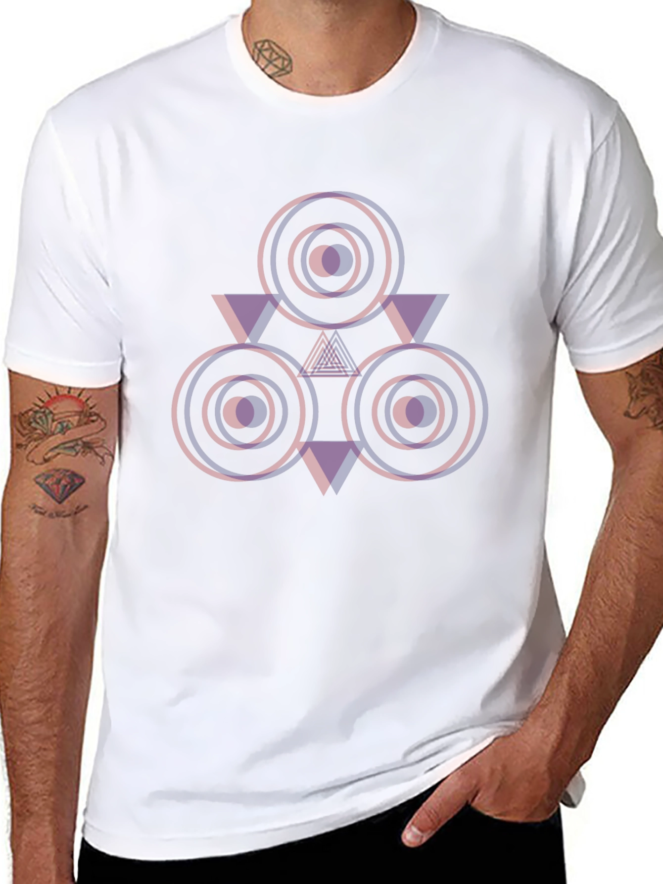 Geometric Circle Triangle Graphic T-Shirt