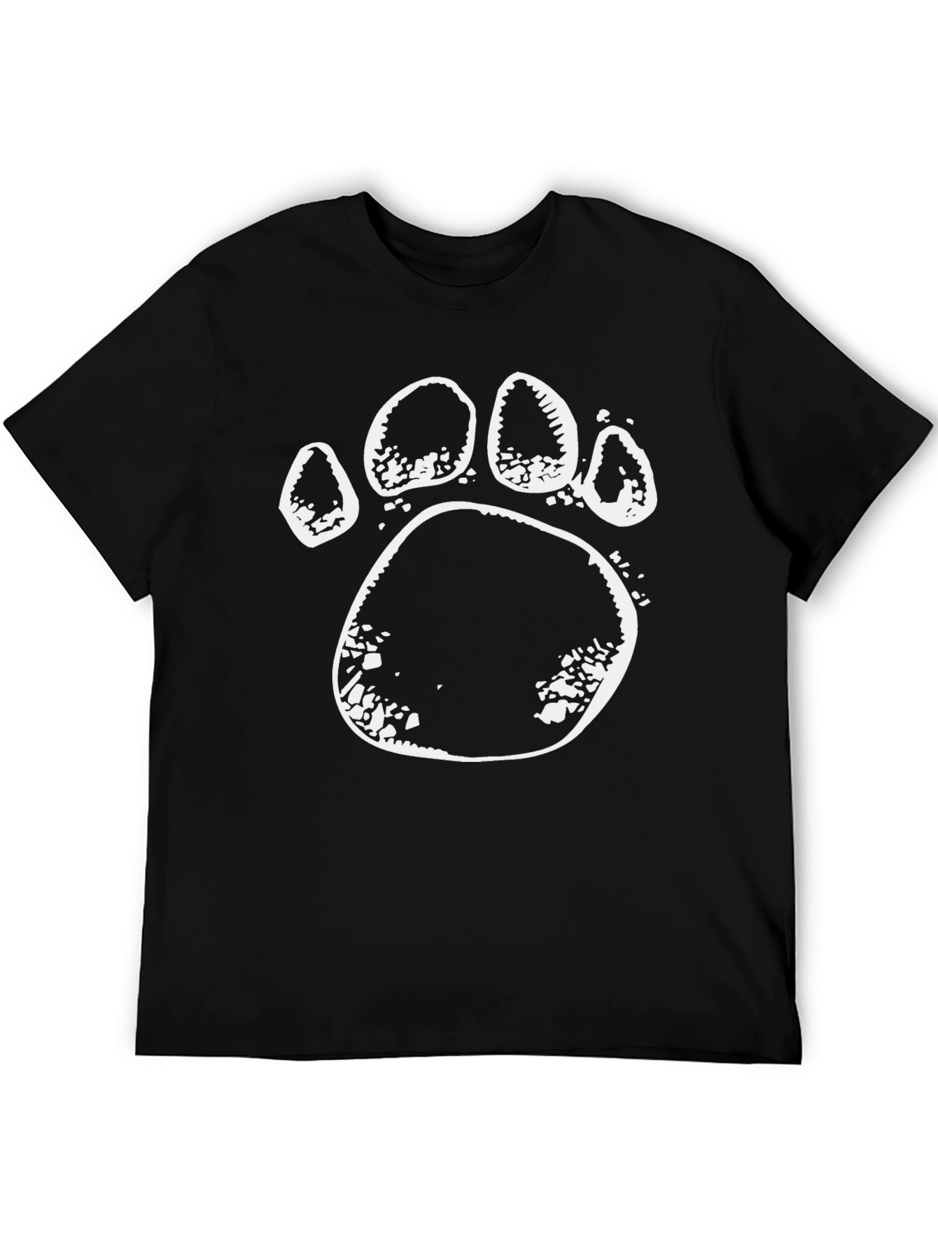 Black T-Shirt with White Bear Paw Print