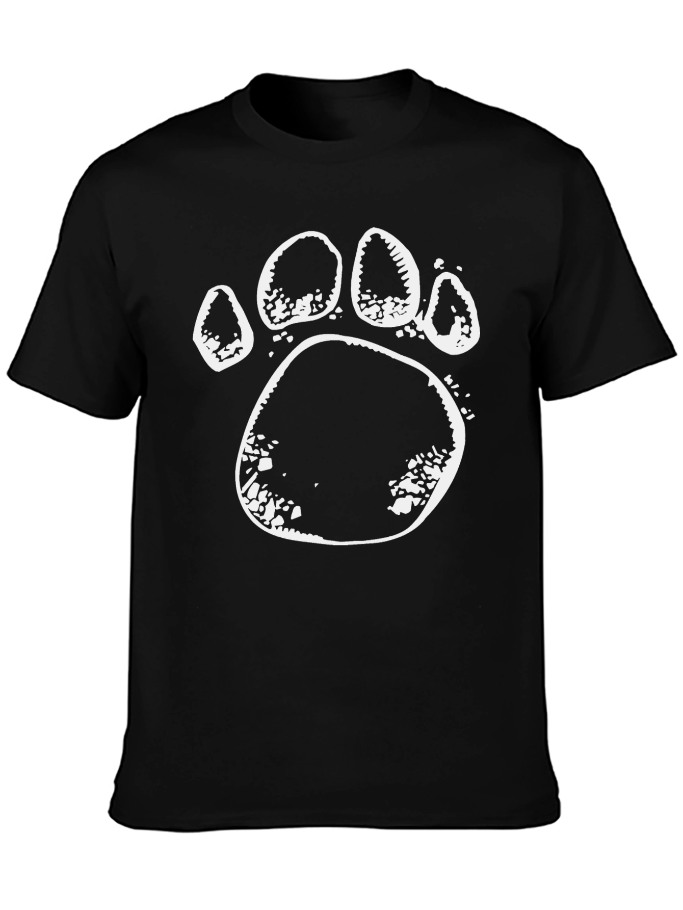 Black T-Shirt with White Bear Paw Print