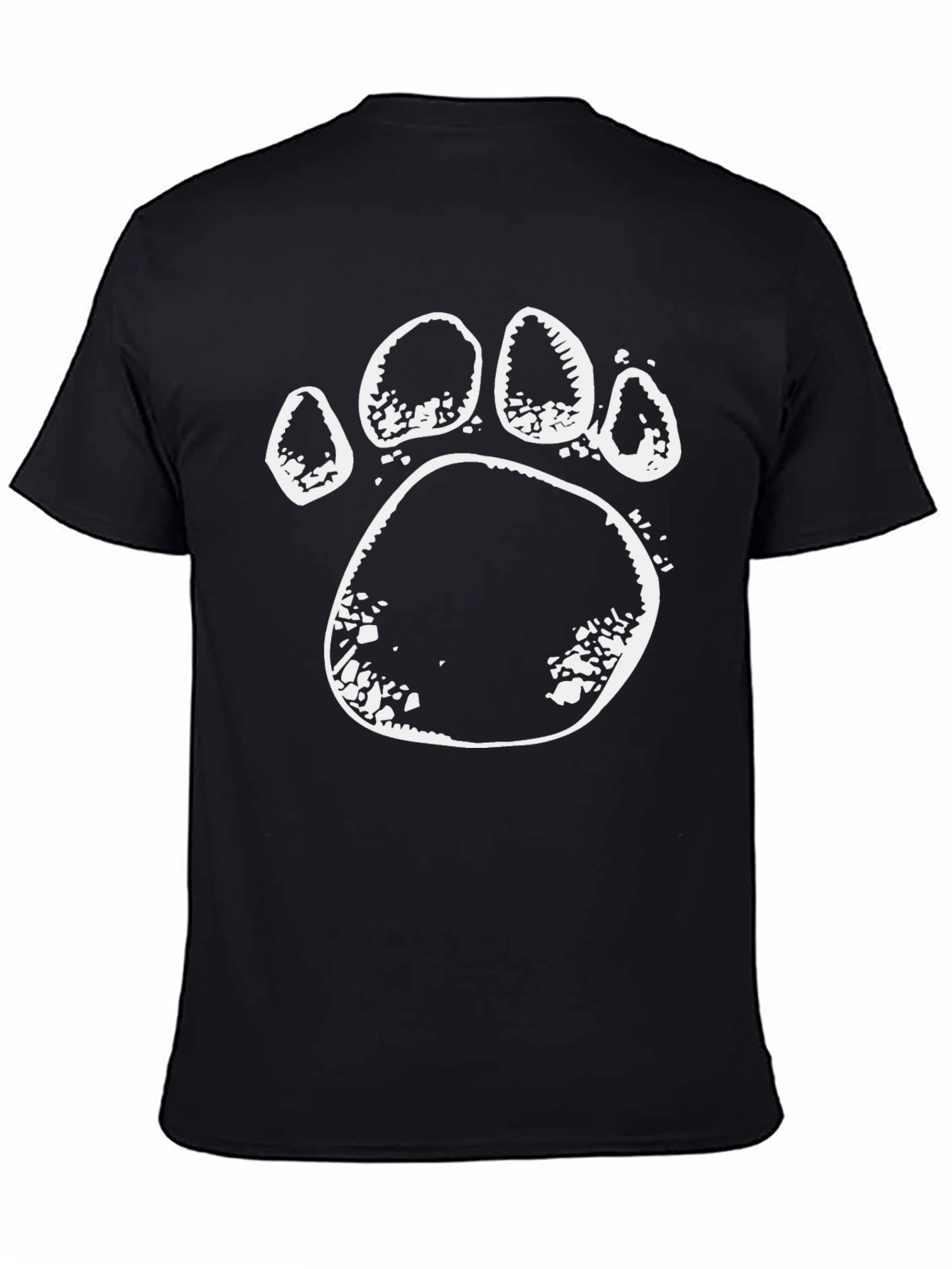 Black T-Shirt with White Bear Paw Print