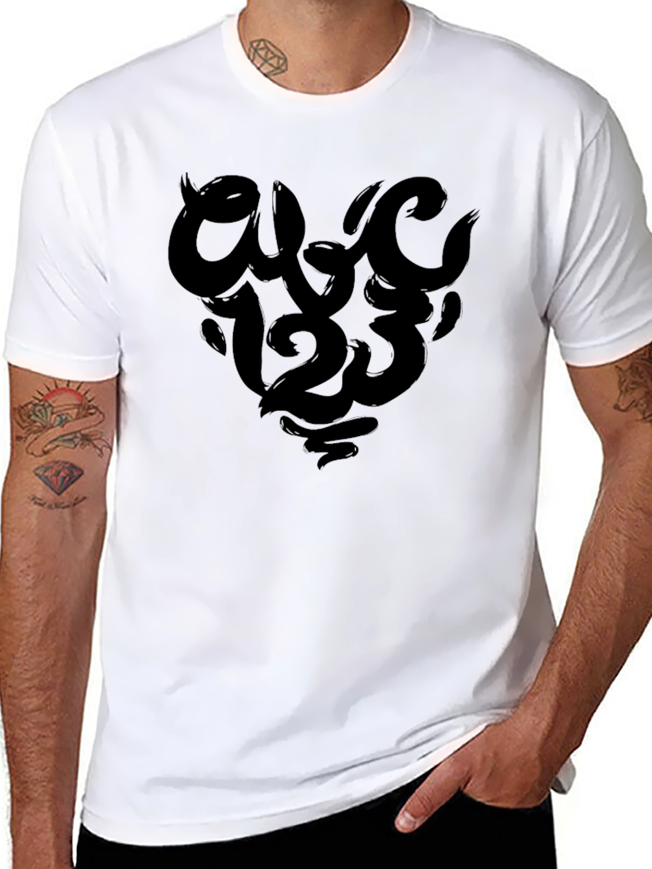Bold Black Graphic Tee - Number Design