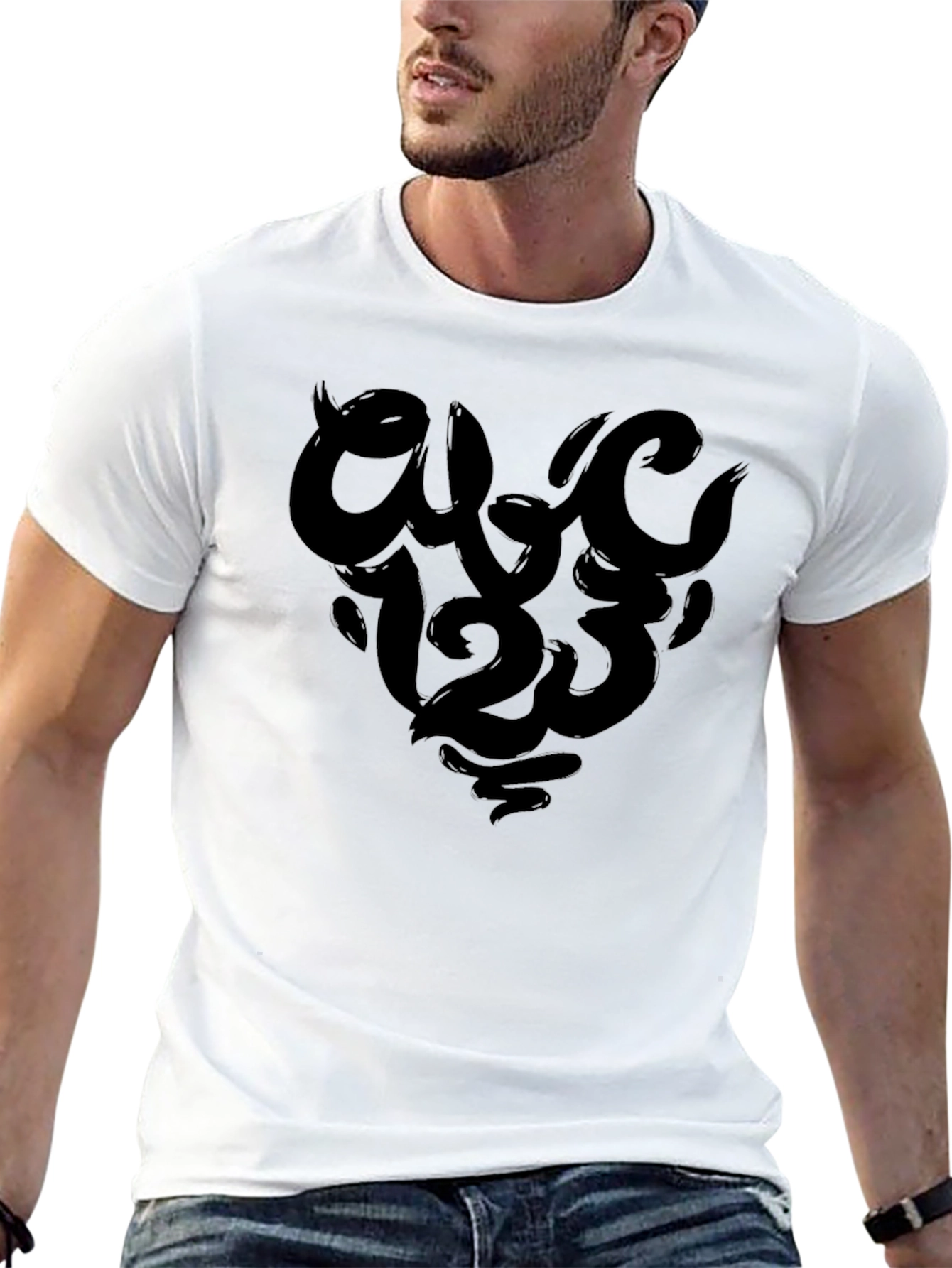 Bold Black Graphic Tee - Number Design