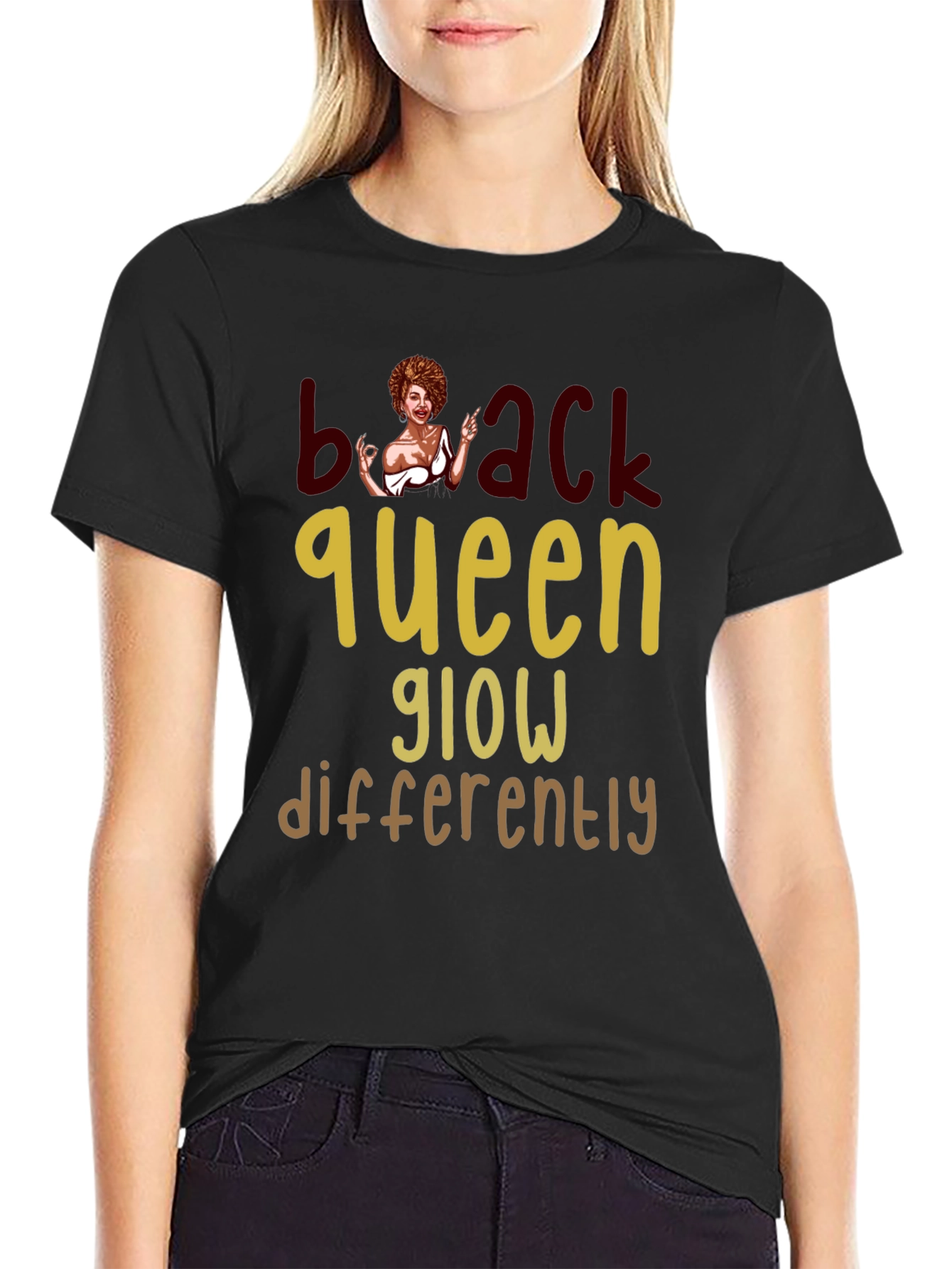 Black Queen Glow T-Shirt - Stylish Graphic Tee