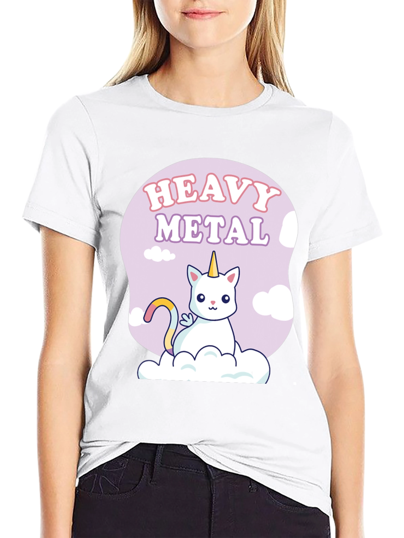Heavy Metal Unicorn Cat Graphic T-Shirt