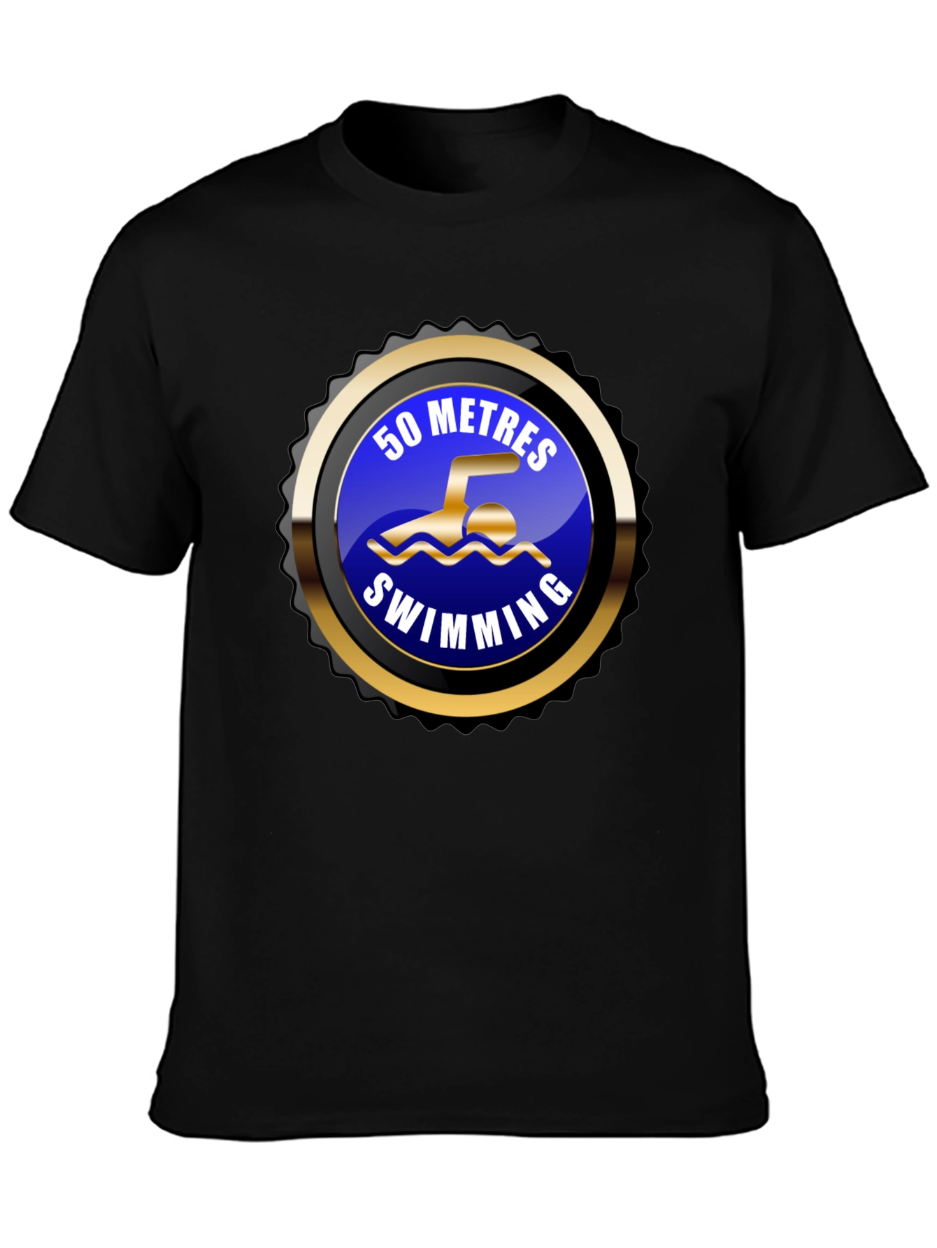 50 Metres Swimming Black T-Shirt
