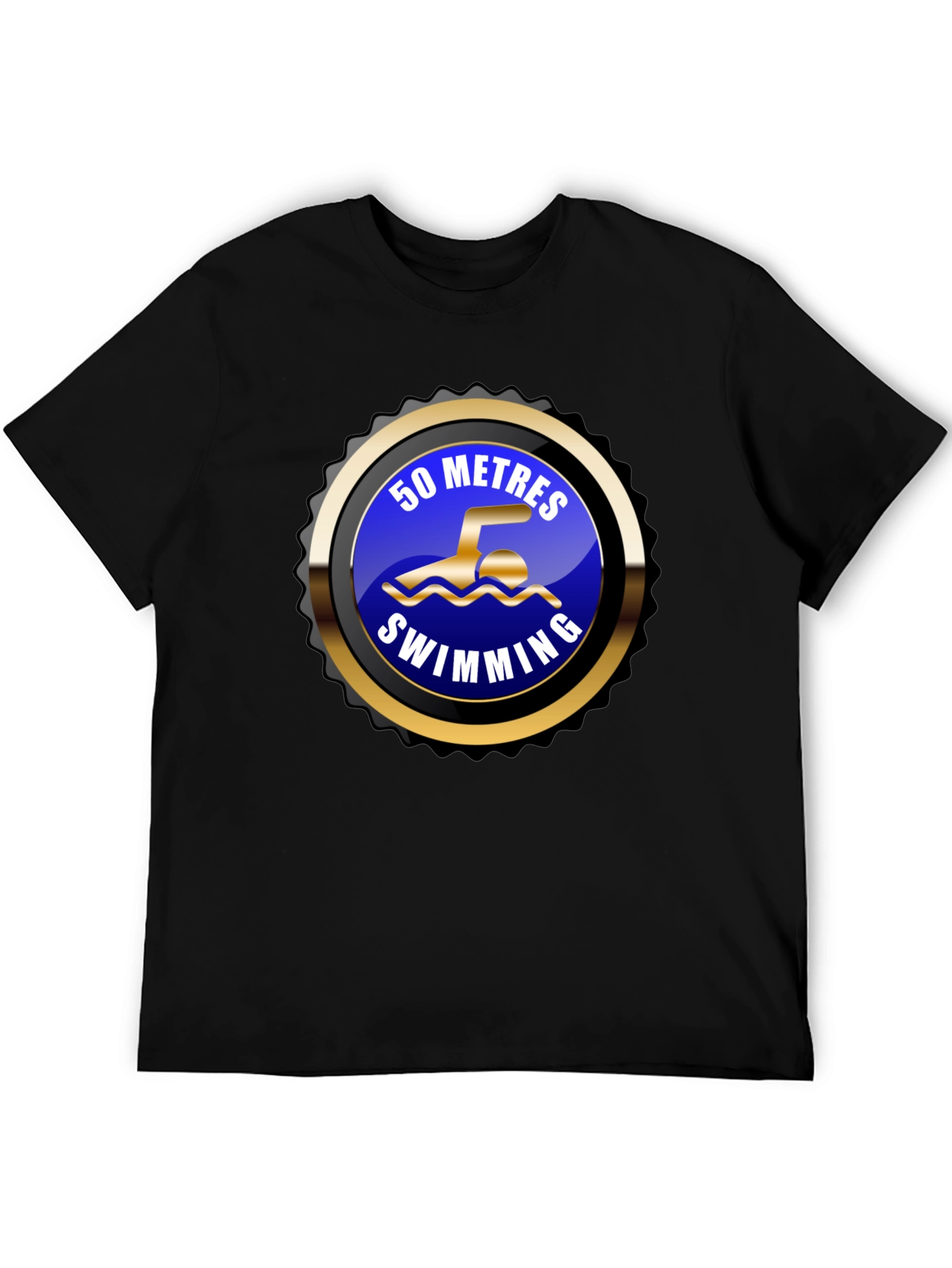 50 Metres Swimming Black T-Shirt