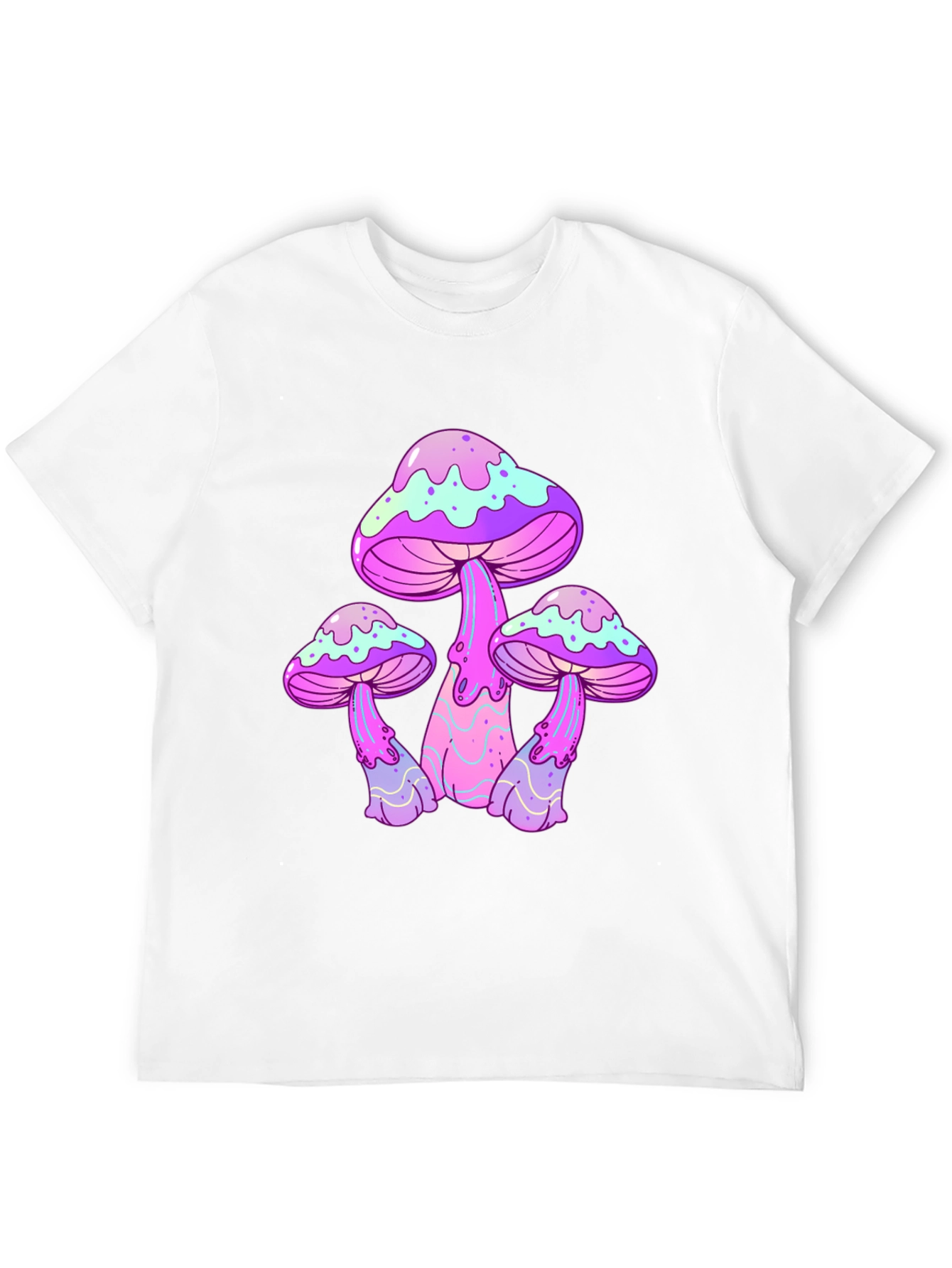 Funky Mushroom Graphic Tee - Black Cotton T-Shirt